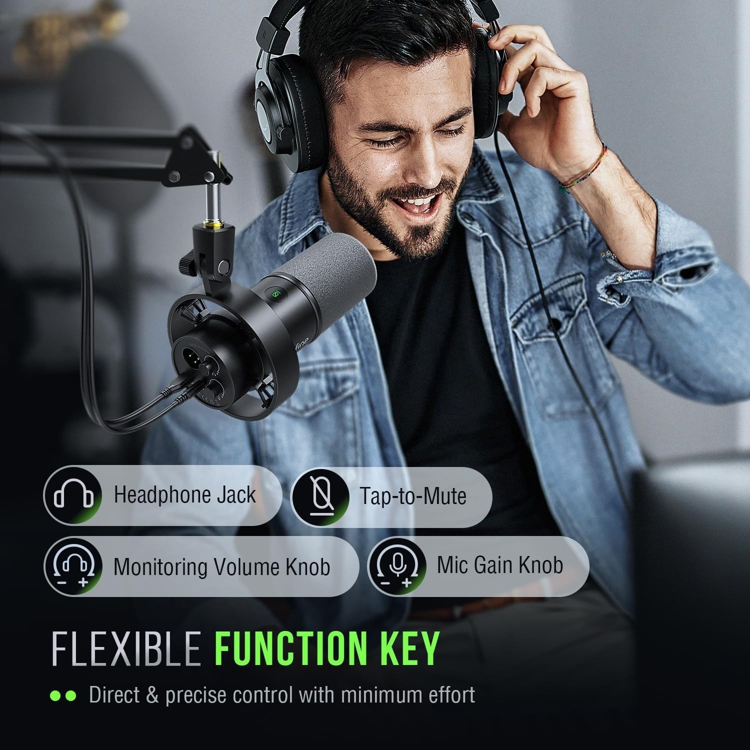 AmpliTank K688 Dynamic Microphone: XLR & USB for Studio Streaming Excellence