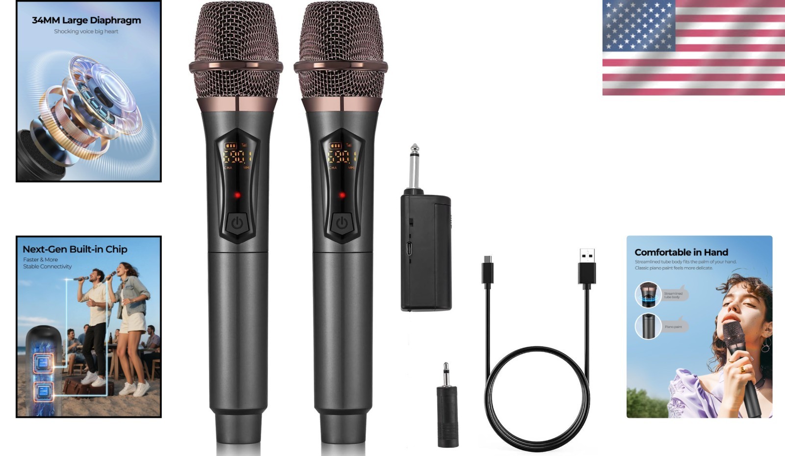 Versatile Wireless Microphone System for Karaoke, DJ & Events – 200ft Range