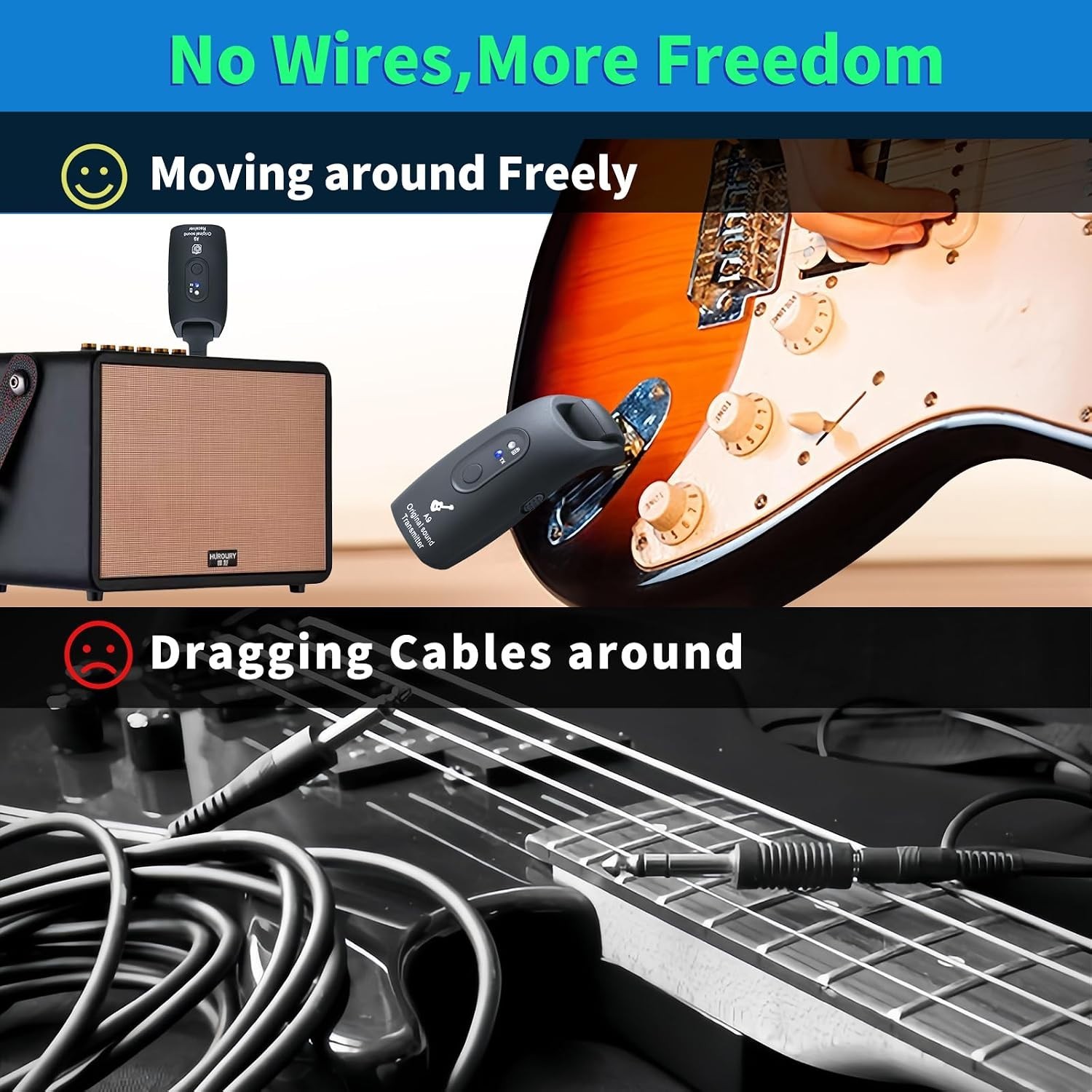 High-Performance A9 Wireless Guitar System – 100Ft Range, Crystal-Clear Sound