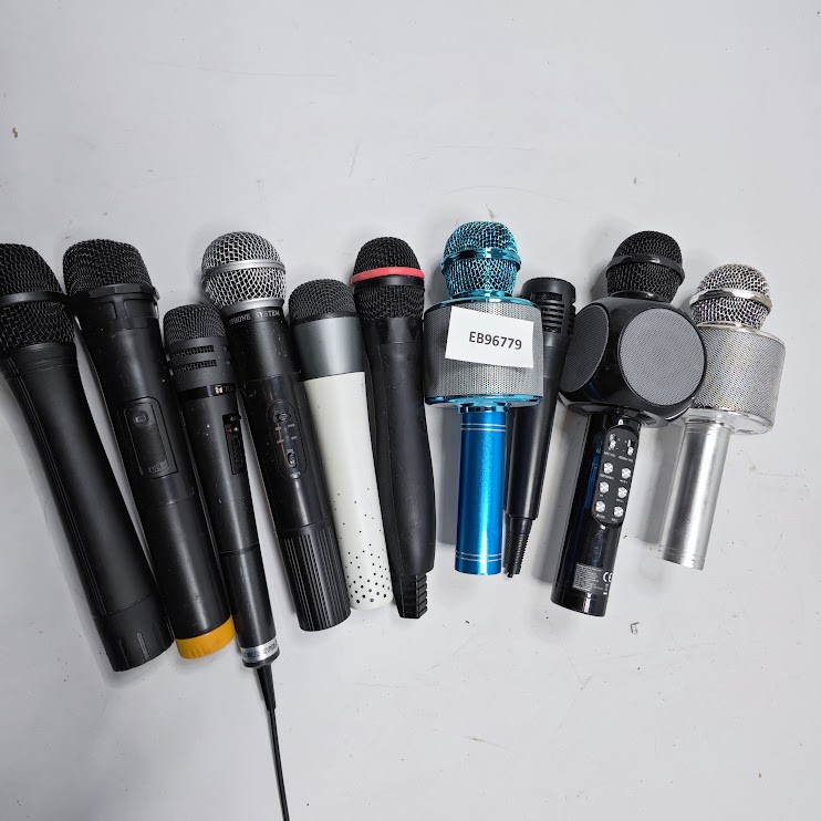 Lot of 10 Used Microphones, Various Colors & Models, No Packaging