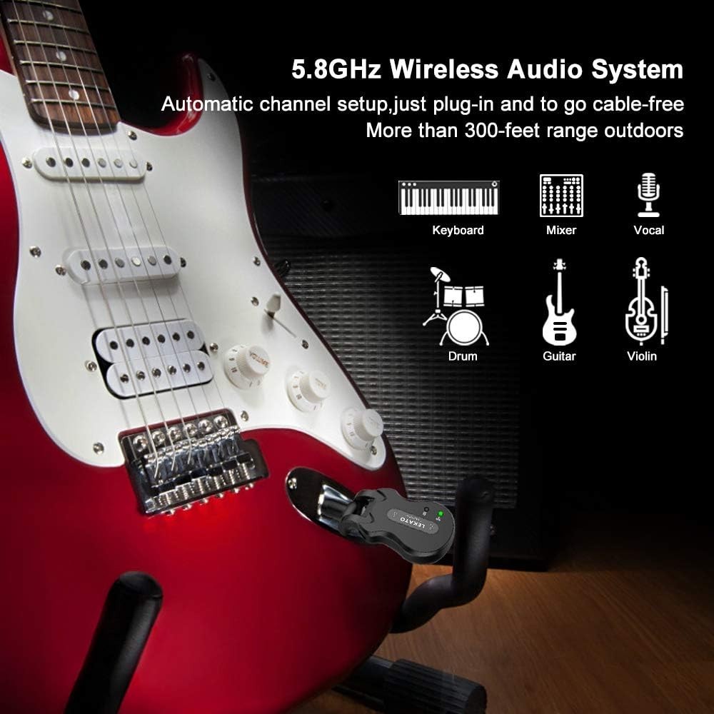 5.8GHz Wireless Guitar System with 220° Rotatable Plug for Versatile Use