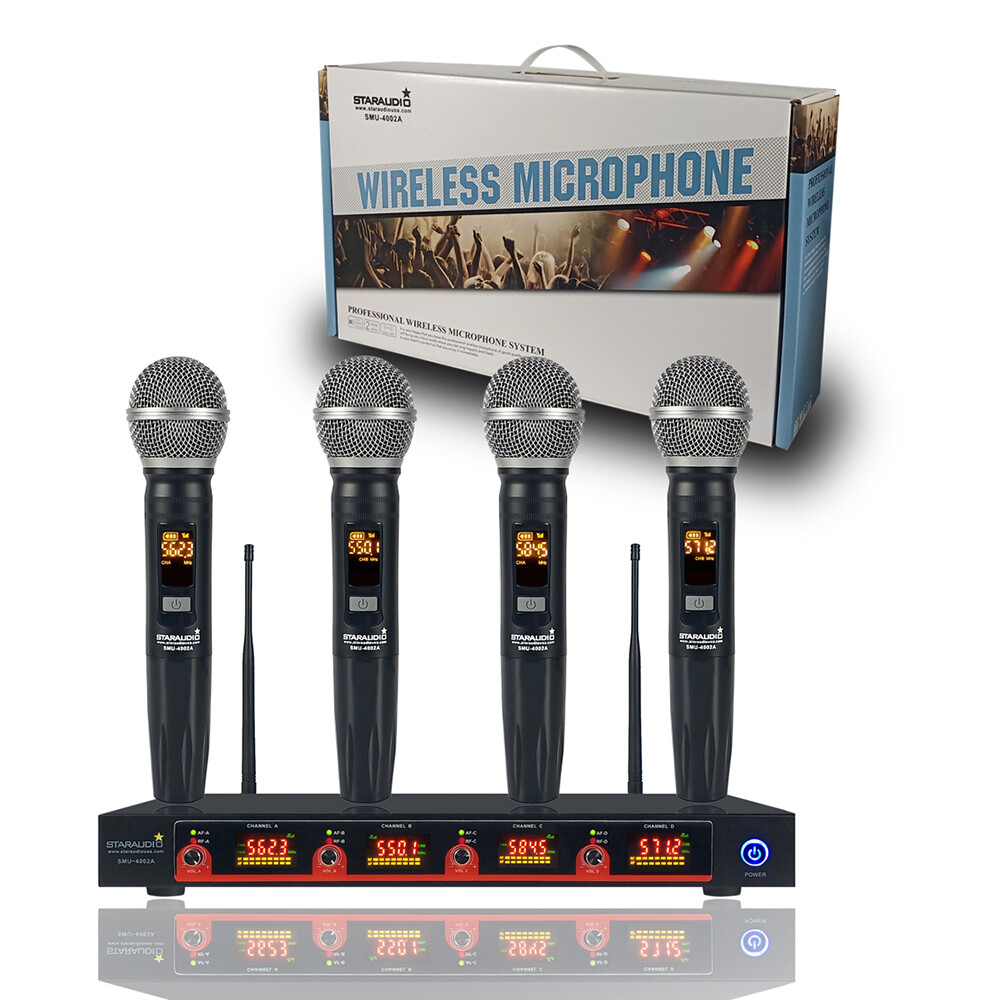 4 Channel UHF Church Wedding Microphone Wireless Frequency Handheld Microphone