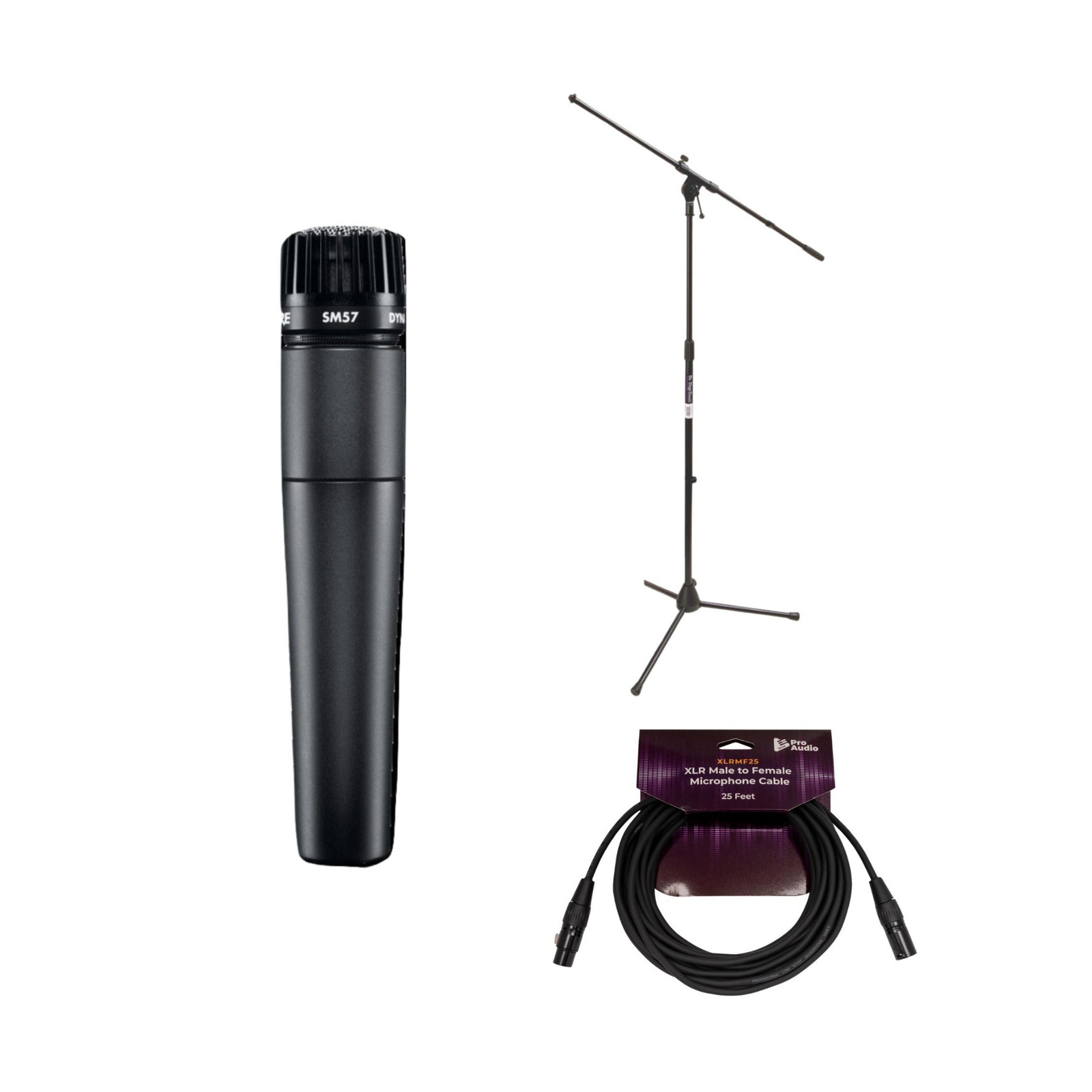 Shure SM57 Cardioid Dynamic Instrument Microphone with Mic Stand and Mic Cable