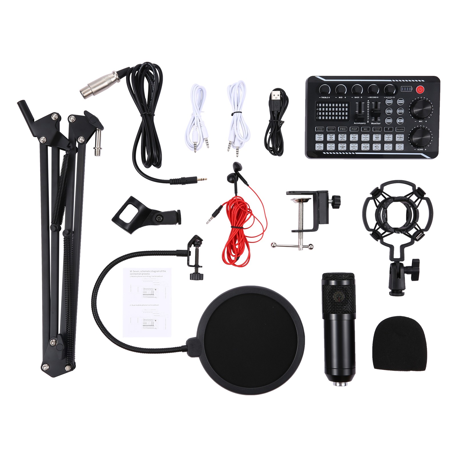 Suspension Microphone Kit Professional Sound Card & Microphone & Mic Arm Br ZCXX