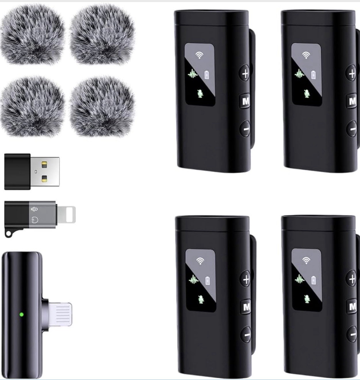 Pro 4 Wireless Lavalier Microphone for iPhone Android Phone Computer, Mini Mic
