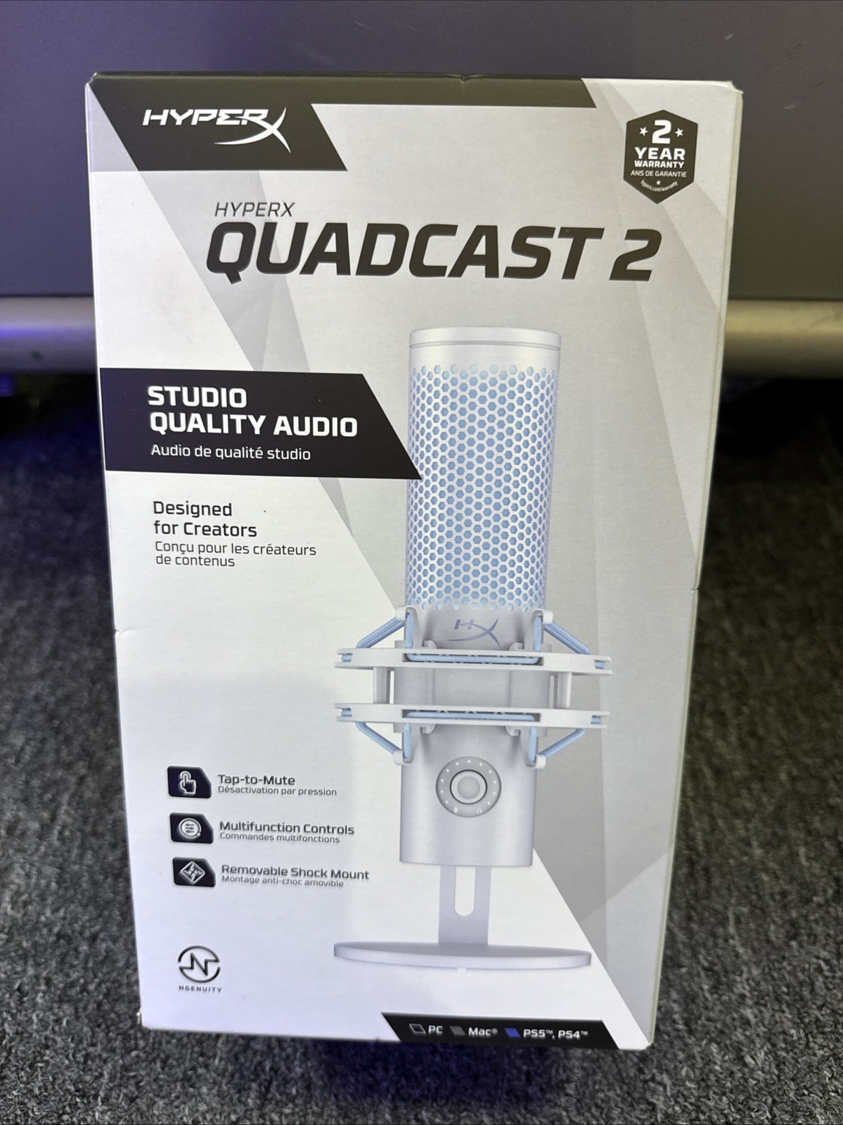 HyperX Quadcast 2 USB Microphone for Gaming Streaming and Podcasting