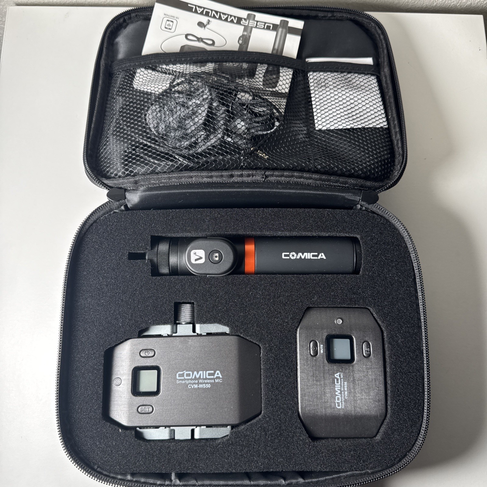 COMICA CVM-WS50 Smartphone Wireless Mic Transmitter & Receiver w/ Manual & Bag