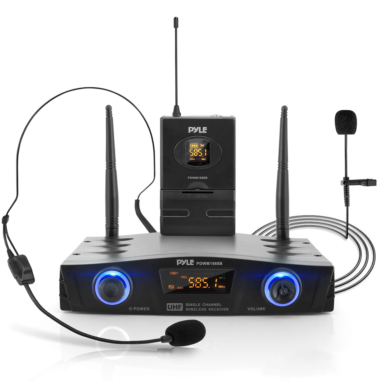 PYLE Compact UHF Wireless Microphone System – Pro Portable 1 One size, Black