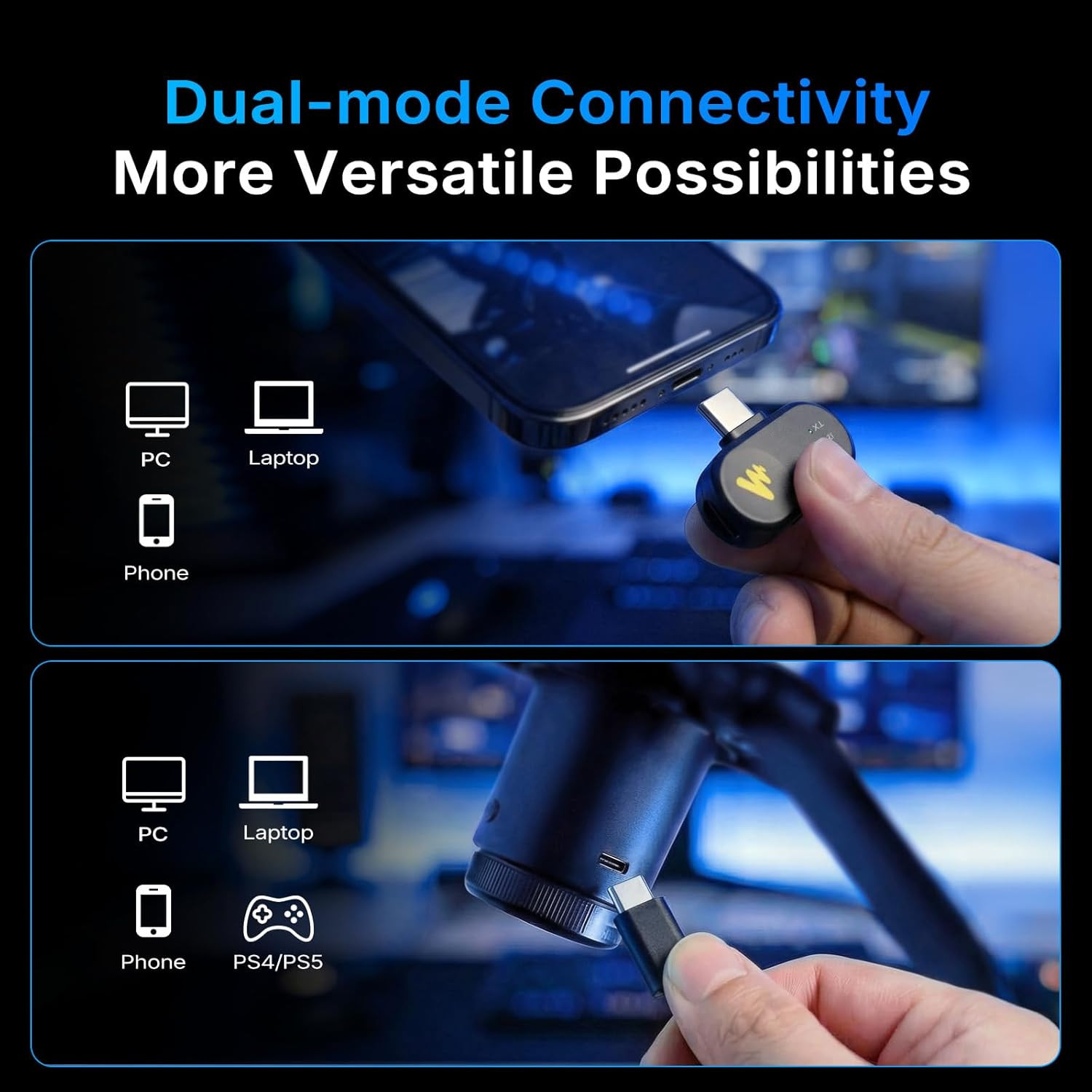 DGM20W Wireless Microphone for PC, Condenser USB Mic for Gaming Streaming with N