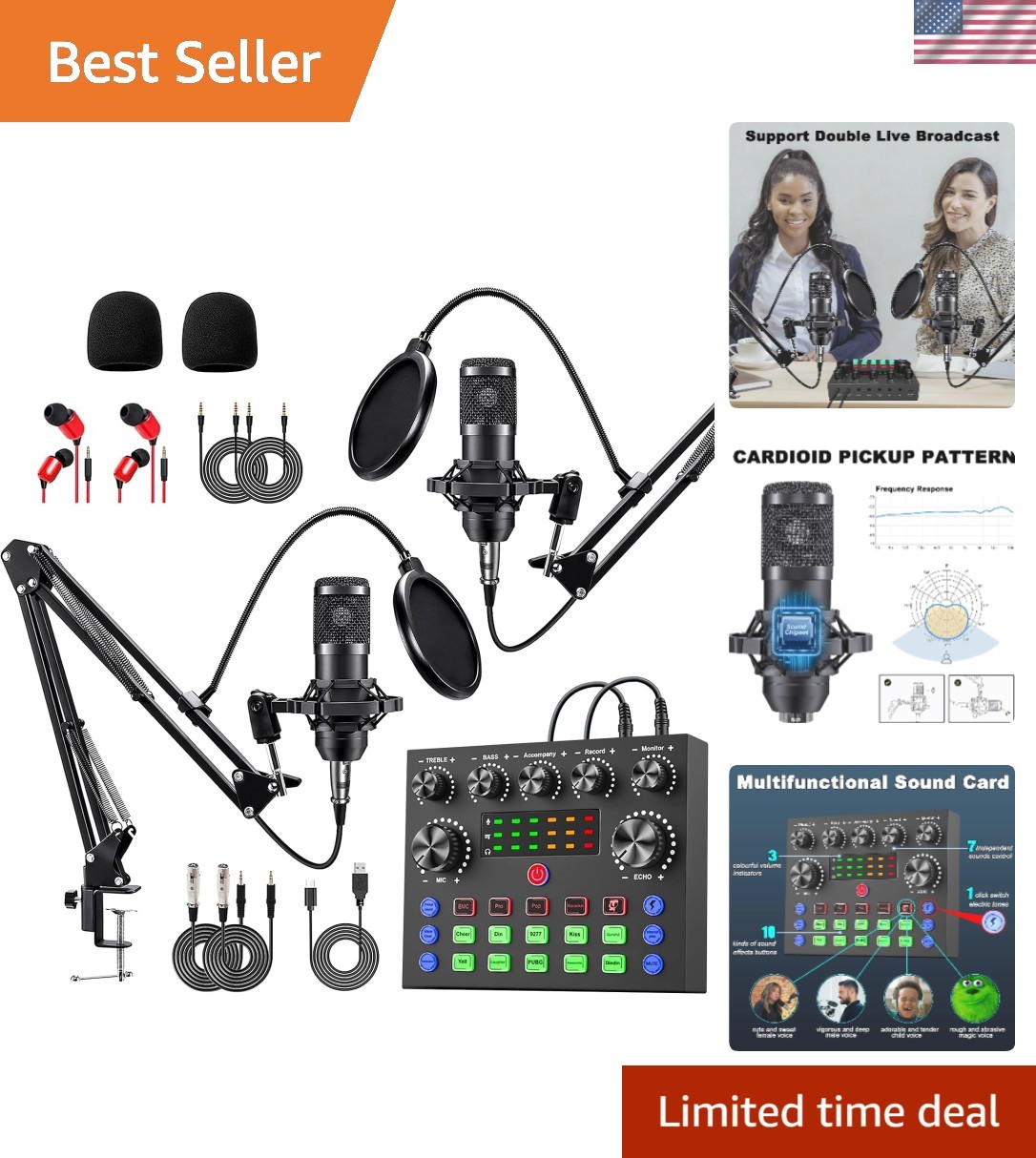 Podcast Equipment Bundle for 2, Voice Changer with BM-800 Podcast Microphone …