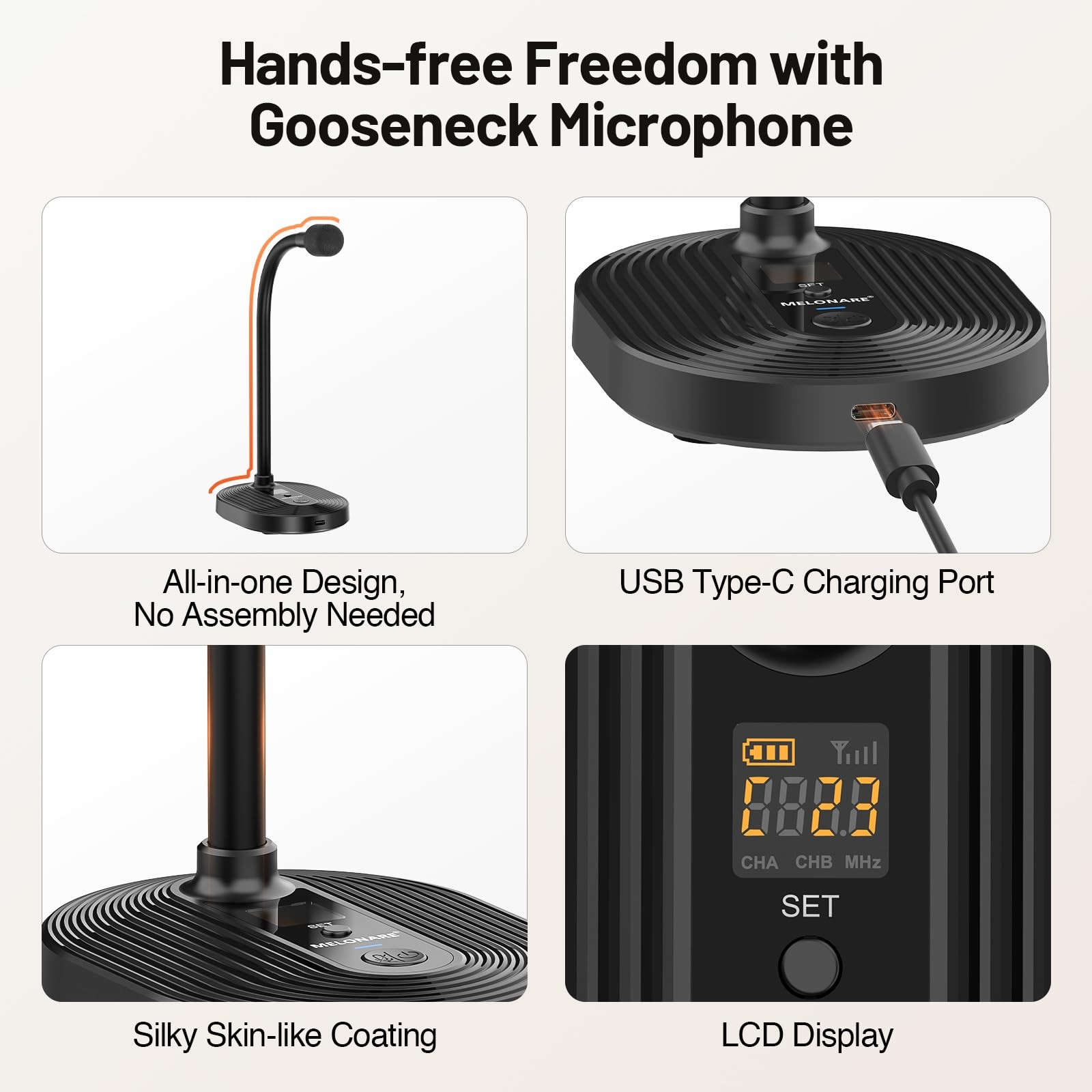 4-Channel Wireless Conference Microphone System, UHF Compact Cordless Mic Set…