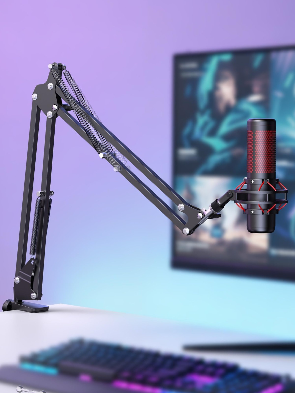 Boom Arm Microphone Mic Stand for Blue Yeti HyperX QuadCast SoloCast Snowball…