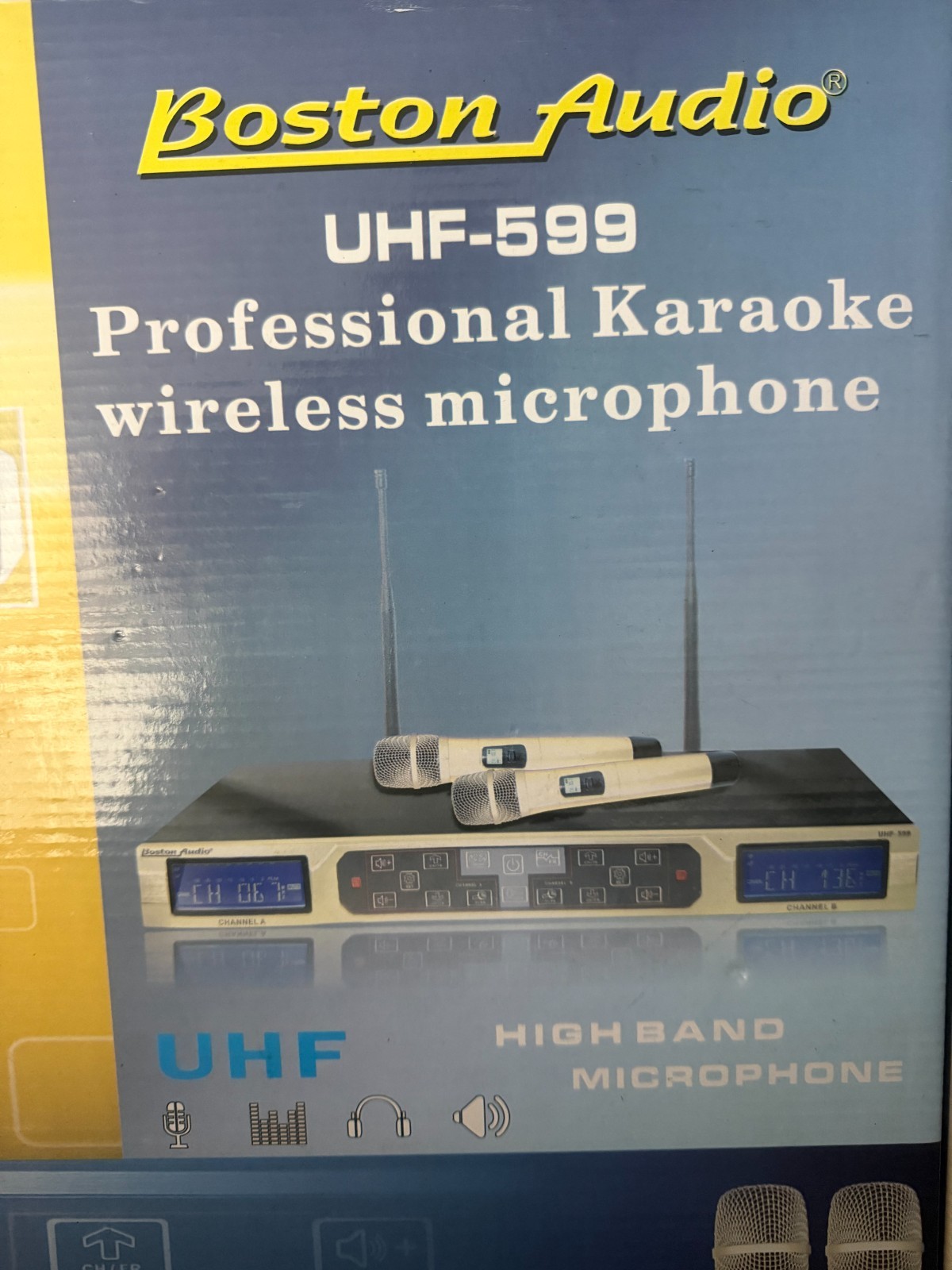 Boston Audio Karaoke Wireless Dual Microphone Professional UHF-599 Range 90 Mhz