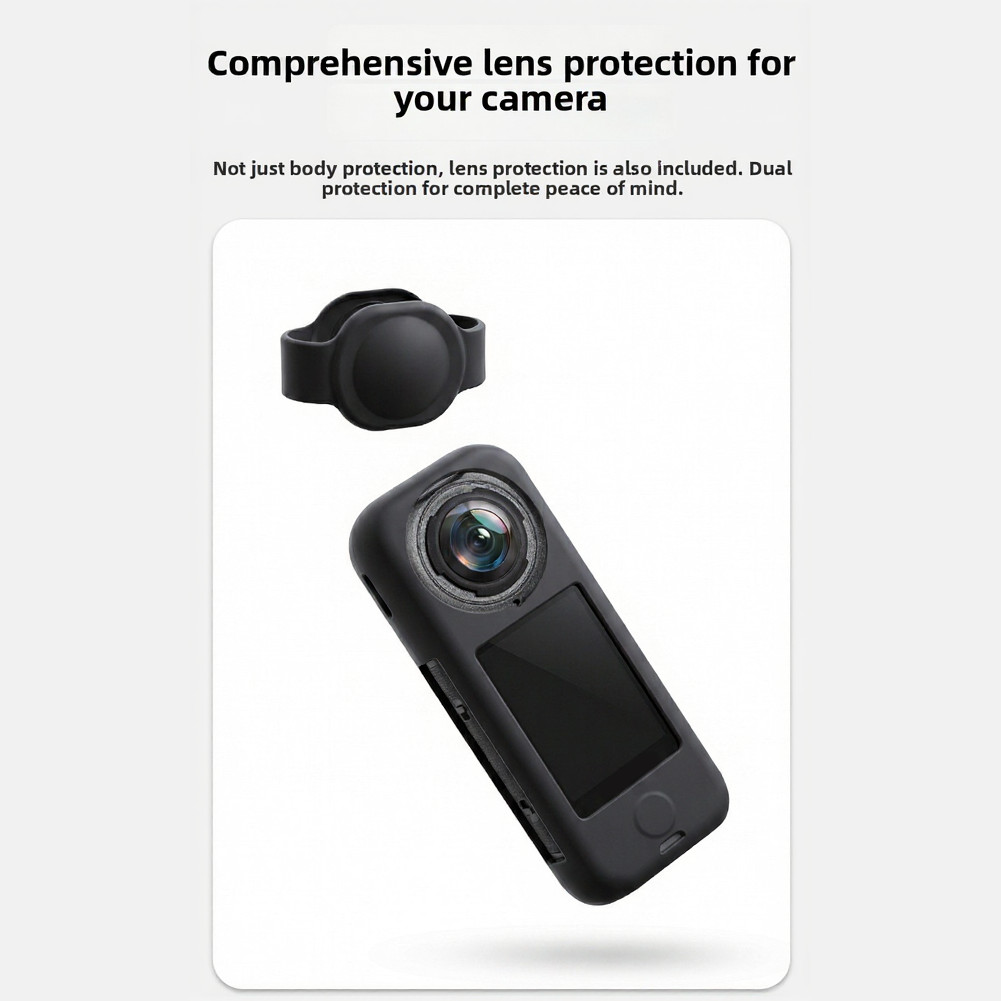 For Insta360 X4 Air Silicone Cover – Flexible Material Black 11.5×5.2×2.5cm