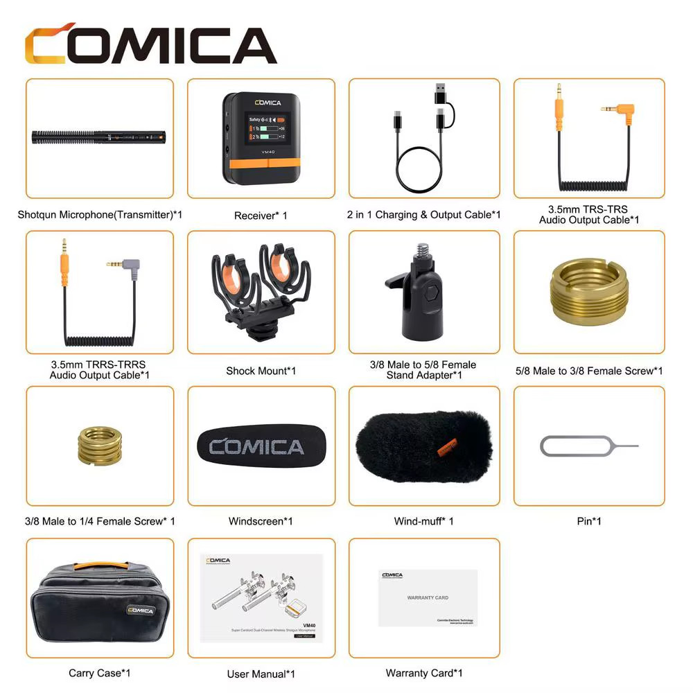 VM40 2.4G Super Cardioid Dual-Channel Wireless Shotgun Microphone Bluetooth micr