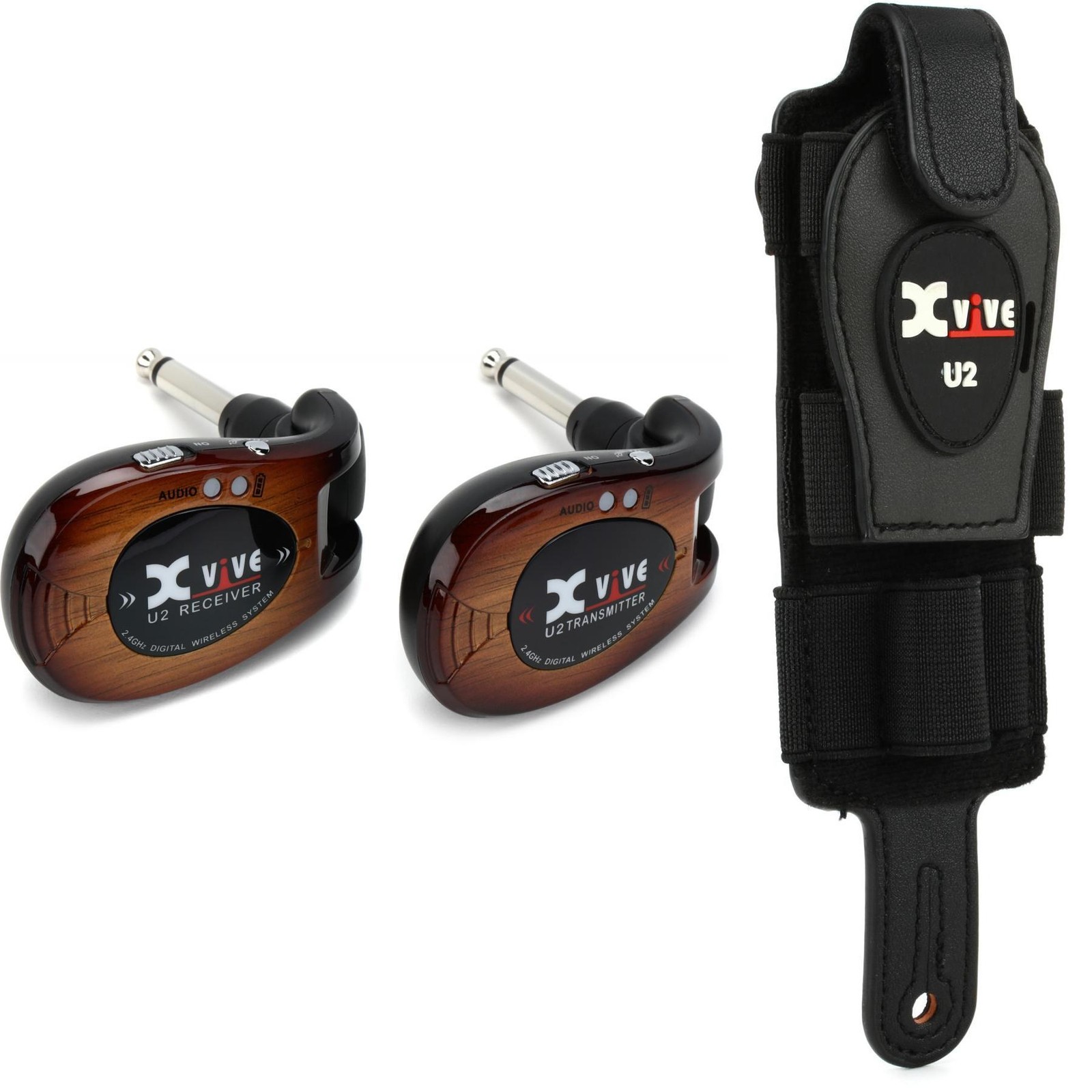 Xvive U2 Digital Wireless Guitar System and Strap Holder Bundle – 3-tone