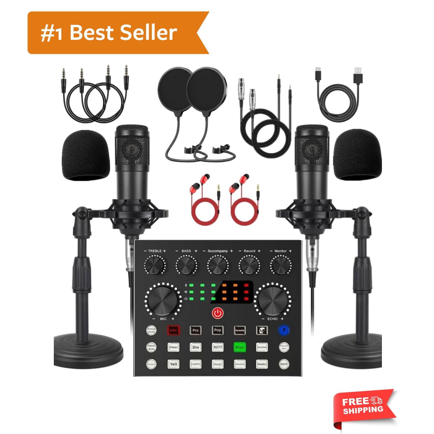 V8s for 2, V8s Voice Changer with BM-800 Podcast Microphone Bundle – Studio C…