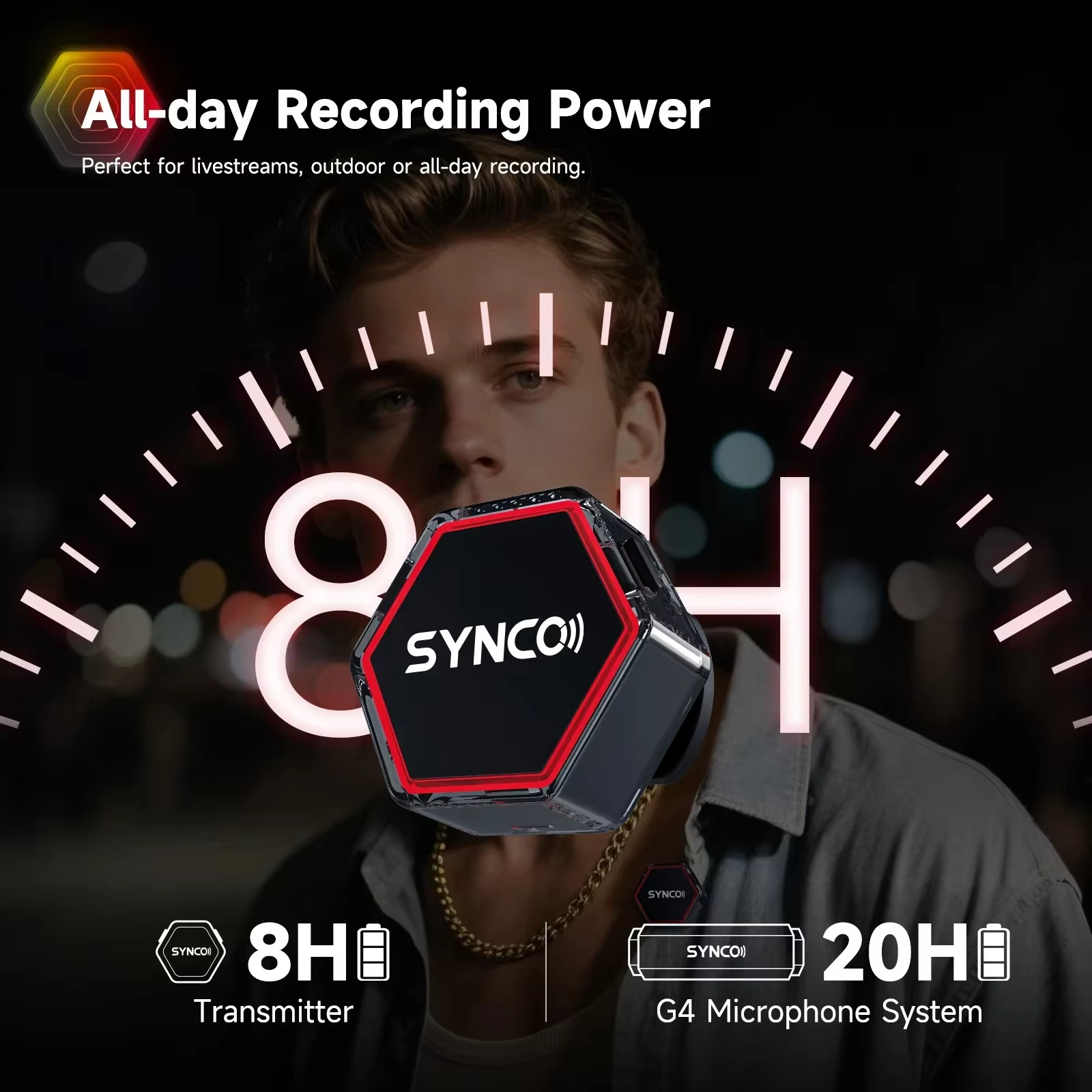 SYNCO G4 2.4G Wireless Microphone System 200m ALL-IN-ONE for Camera Smartphone