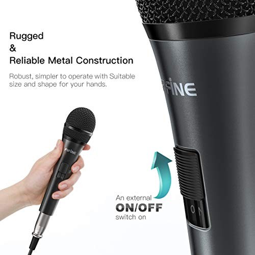 FIFINE K6 Dynamic Vocal Microphone Wired Handheld Mic 1/4 inch Plug 14.8ft Cable