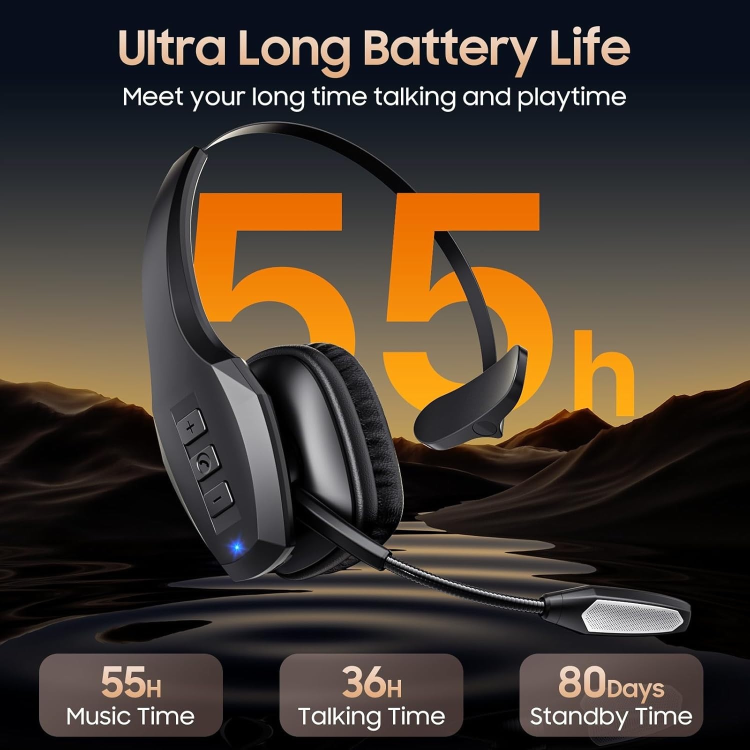 Wireless Headphone Blue Parrot Headset Bluetooth Truck Driver Noise Cancelling