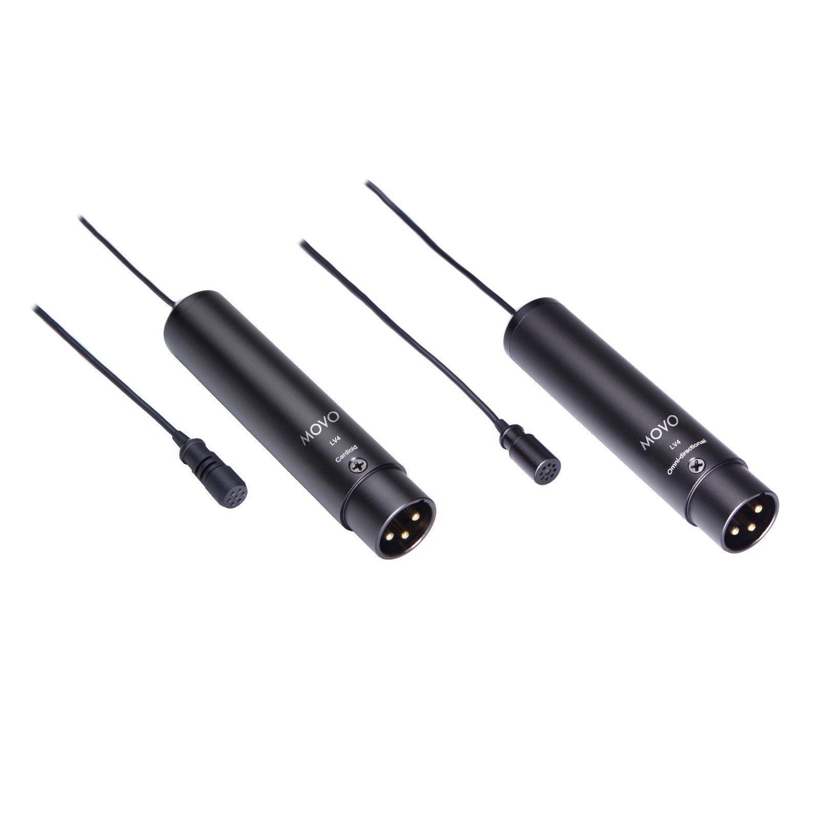Movo LV4 Dual XLR Omnidirectional & Cardioid Microphone Lavalier Interview Kit
