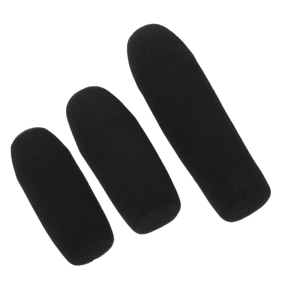 3Pcs Durable Sponge Mic Covers Black Windshield for Handheld Wireless Microphone