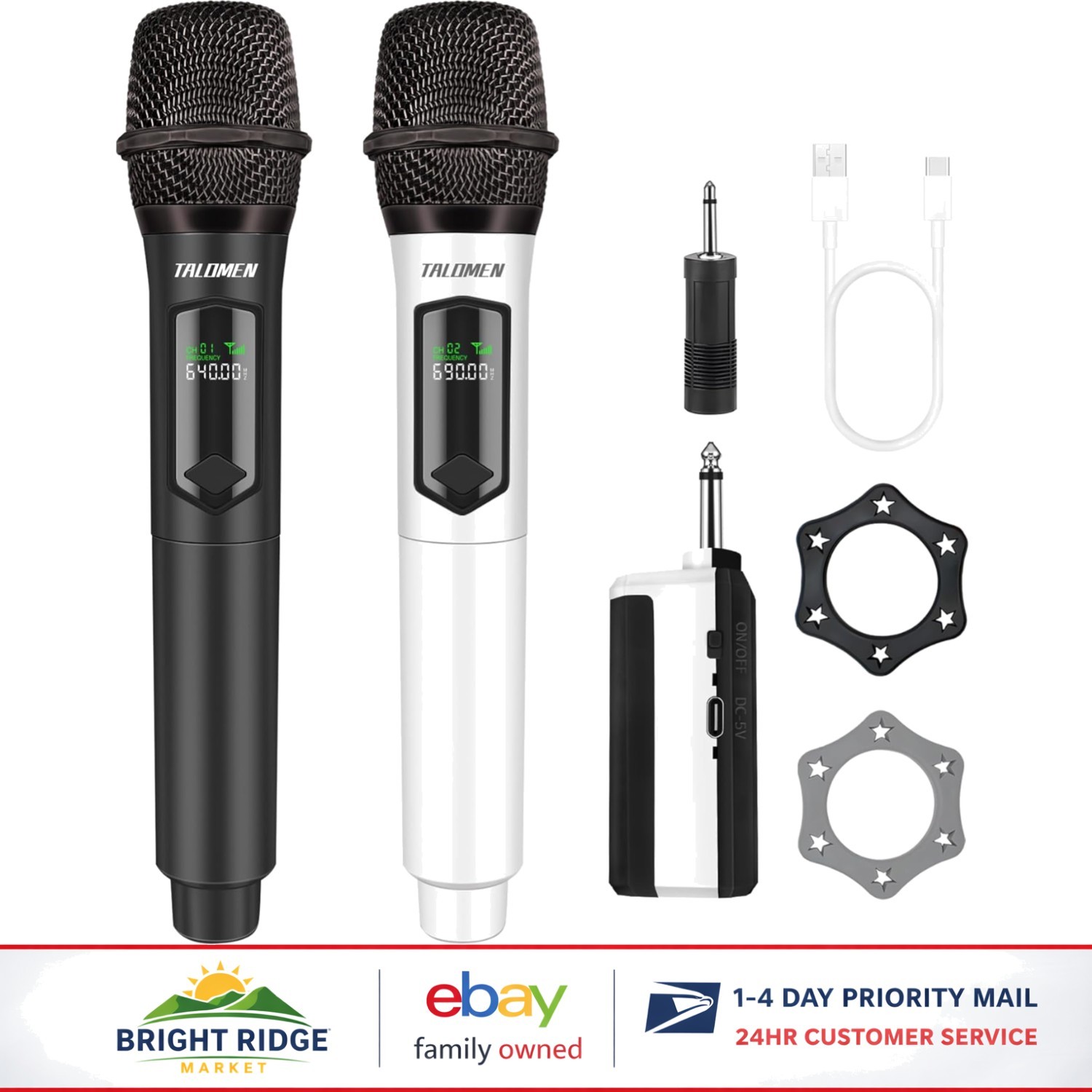 Dynamic Wireless Microphone Set with Mute Function for Indoor and Outdoor Use