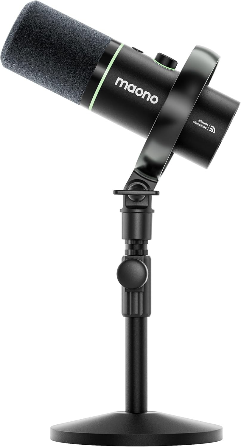 PD200W Hybrid Wireless Podcast Microphone for PC, Dynamic XLR USB Mic with Deskt