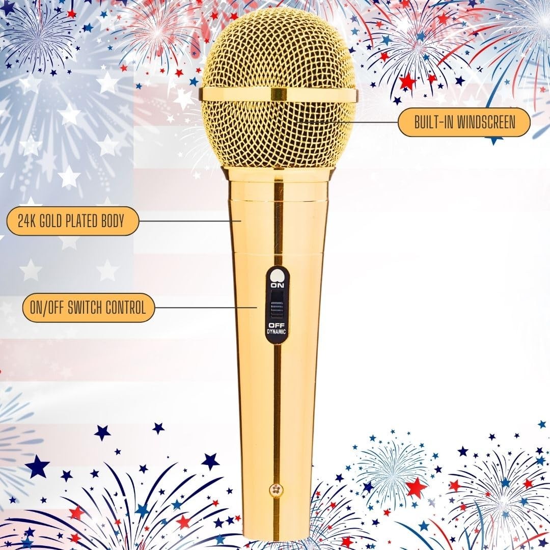 RhymKawa Sparkle Gold Dynamic Vocal Microphone with 10-FT XLR Cable