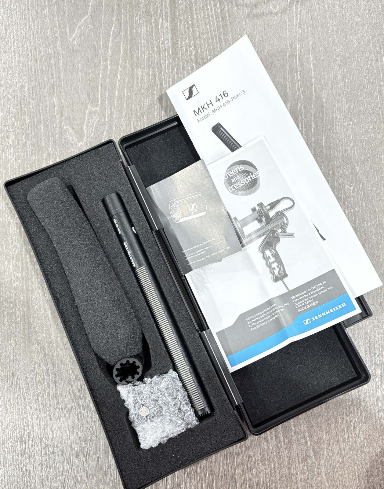 Sennheiser MKH 416 MKH 416-P48U3 Shotgun Microphone Kit Case Windscreen Manual