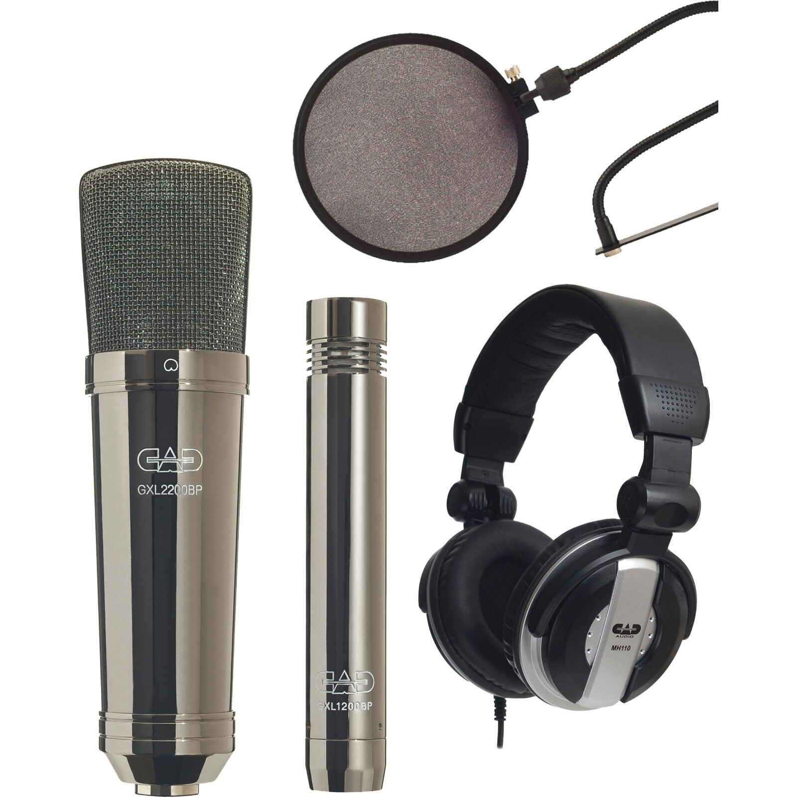 CAD GXL2200BPSP Black Pearl Chrome Finish Cardioid Mic Studio Pack