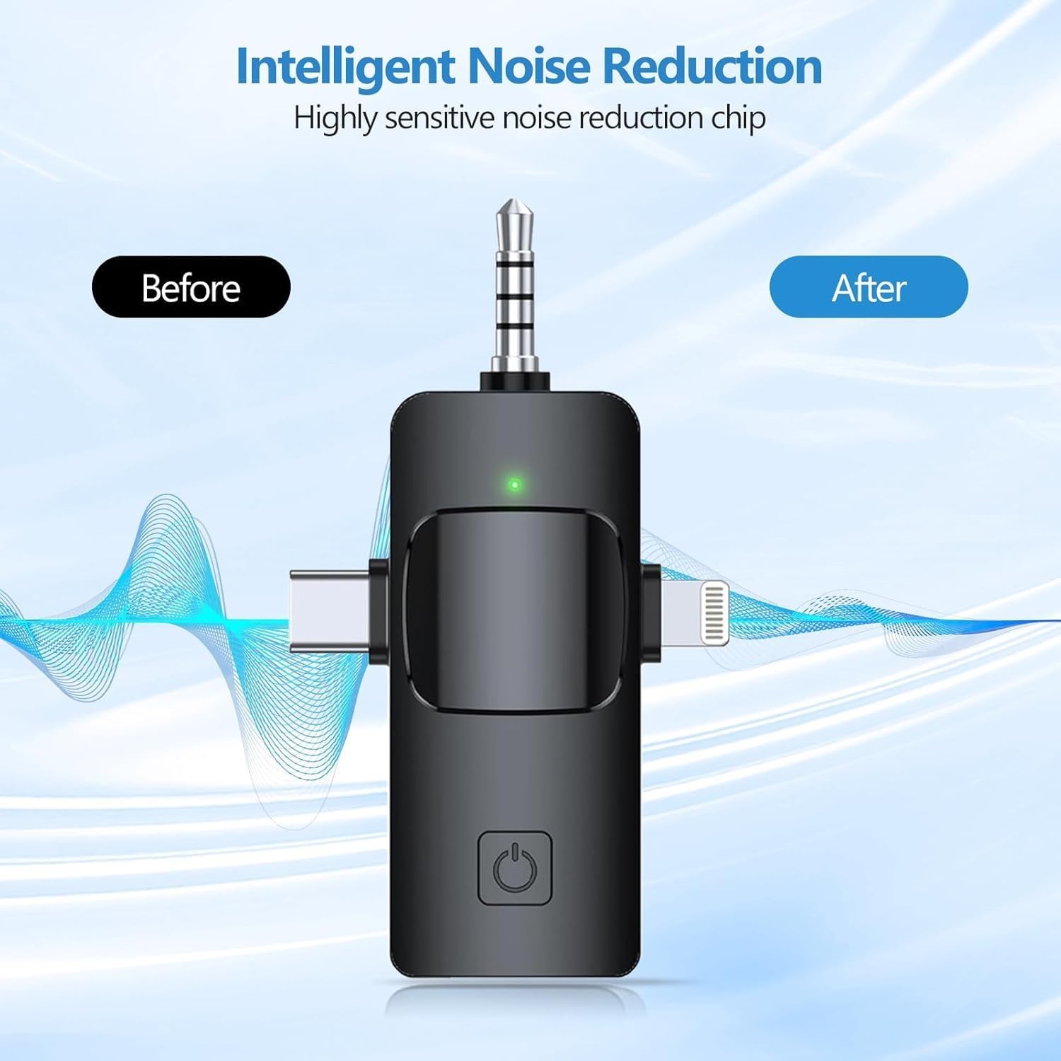 Wireless Lavalier Microphone for iPhone & Android & iPad & Camera – 2 Pack 3 in