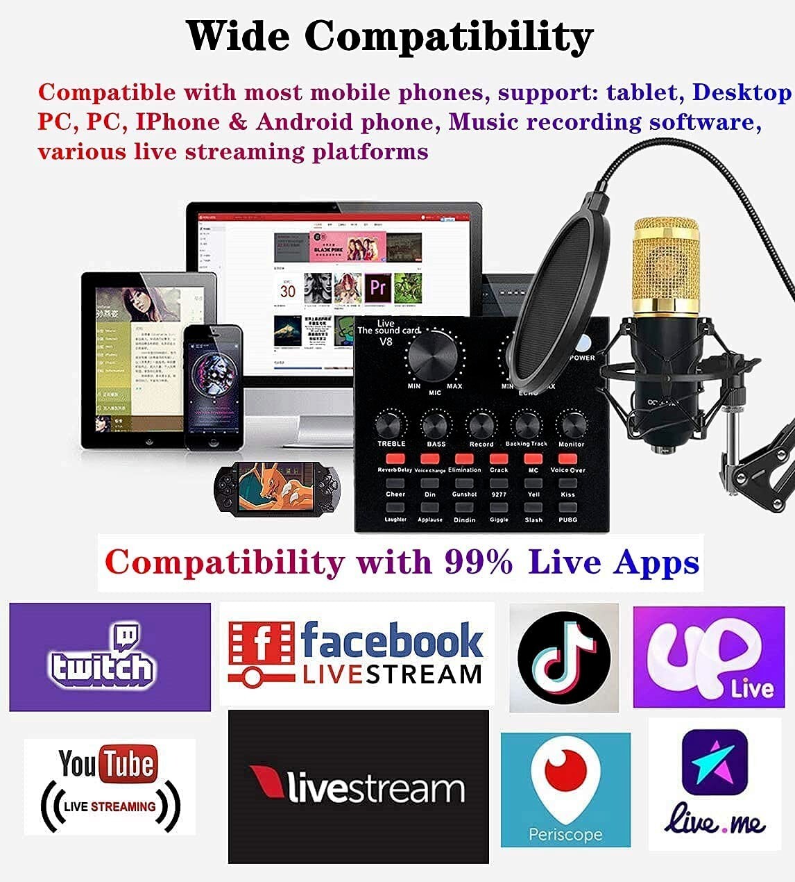 Podcast Equipment Bundle Condenser Microphone Bundle – Black|Gold