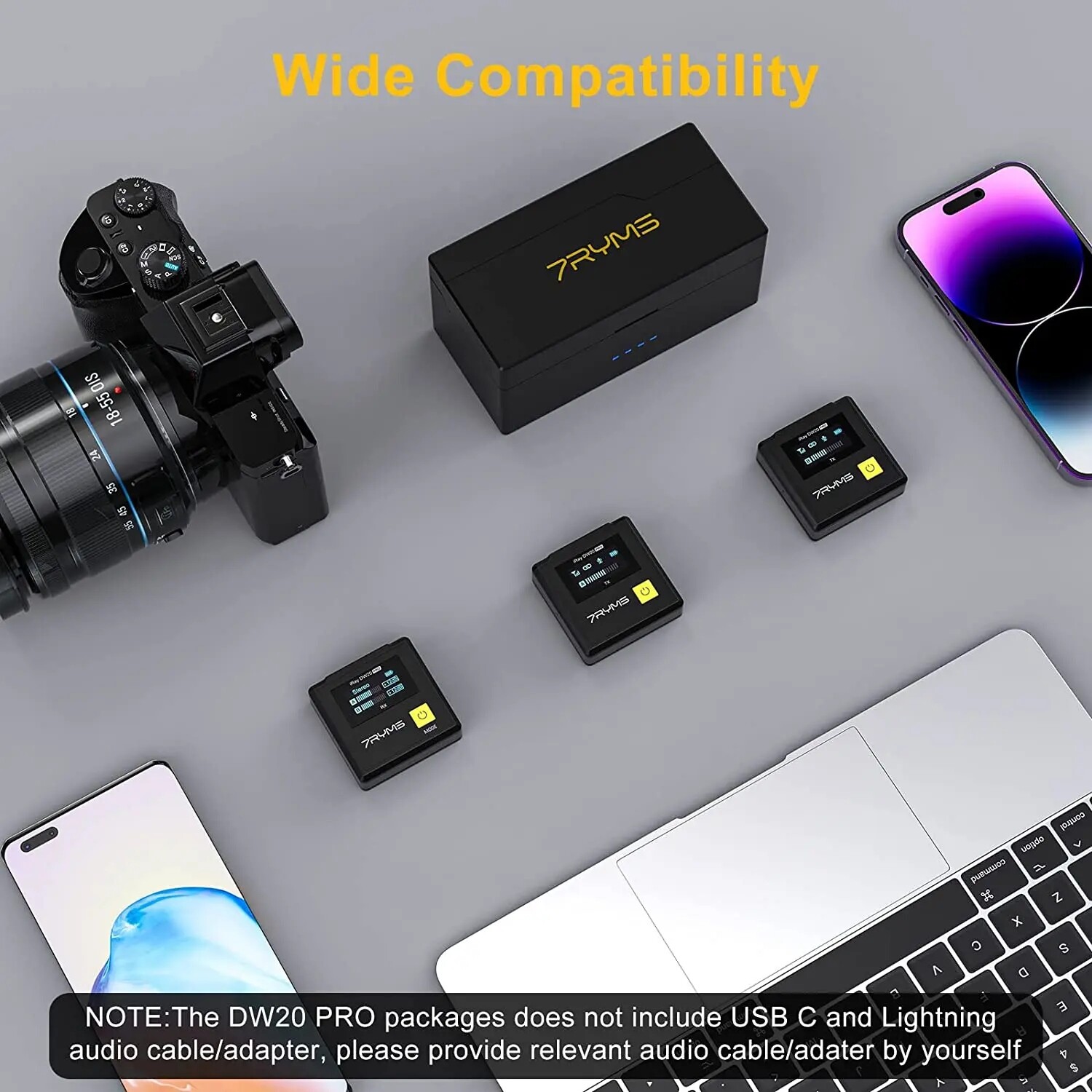 7RYMS iRay DW20 PRO 2.4G Dual-Channel Wireless Lavalier Video Microphone System