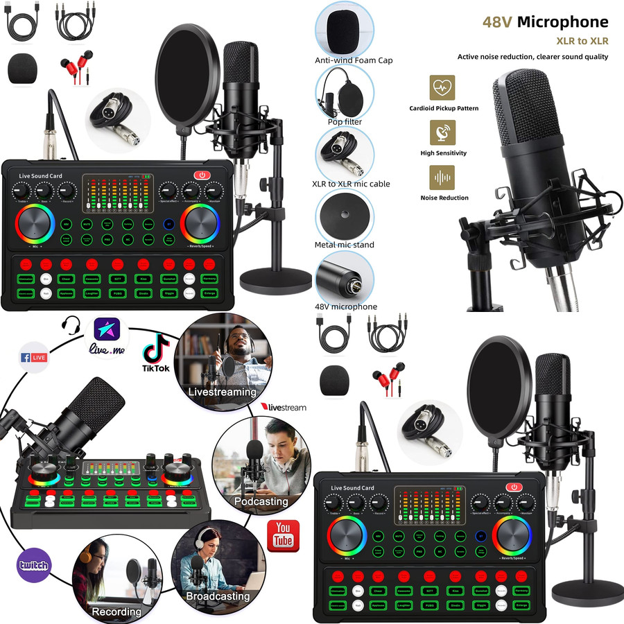 Home Studio Music Recording Podcast Equipment Microphone Mic Mixer Voice Changer