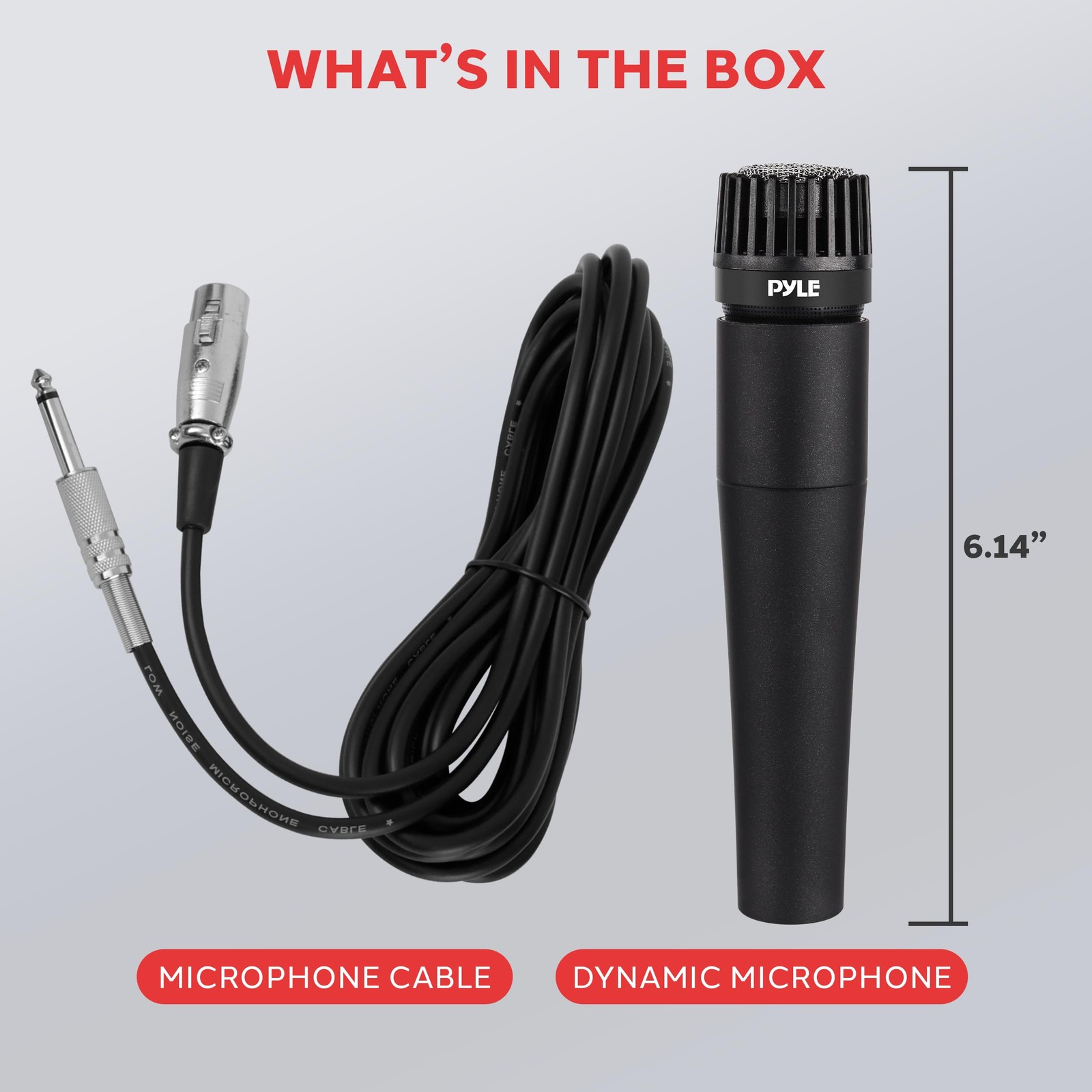 PylePro Dynamic Handheld Microphone, Professional Moving 6.14″ x 1.24″, Black