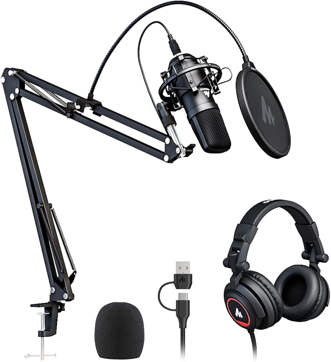 Gaming & Streaming USB Microphone Kit with Studio Headphones