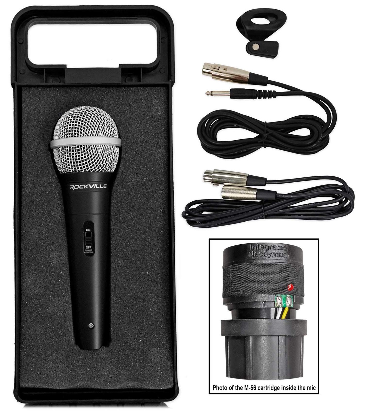 Rockville Rmc Xlr Dynamic Microphone With Cables For Vocals Dj Karaoke Podcast