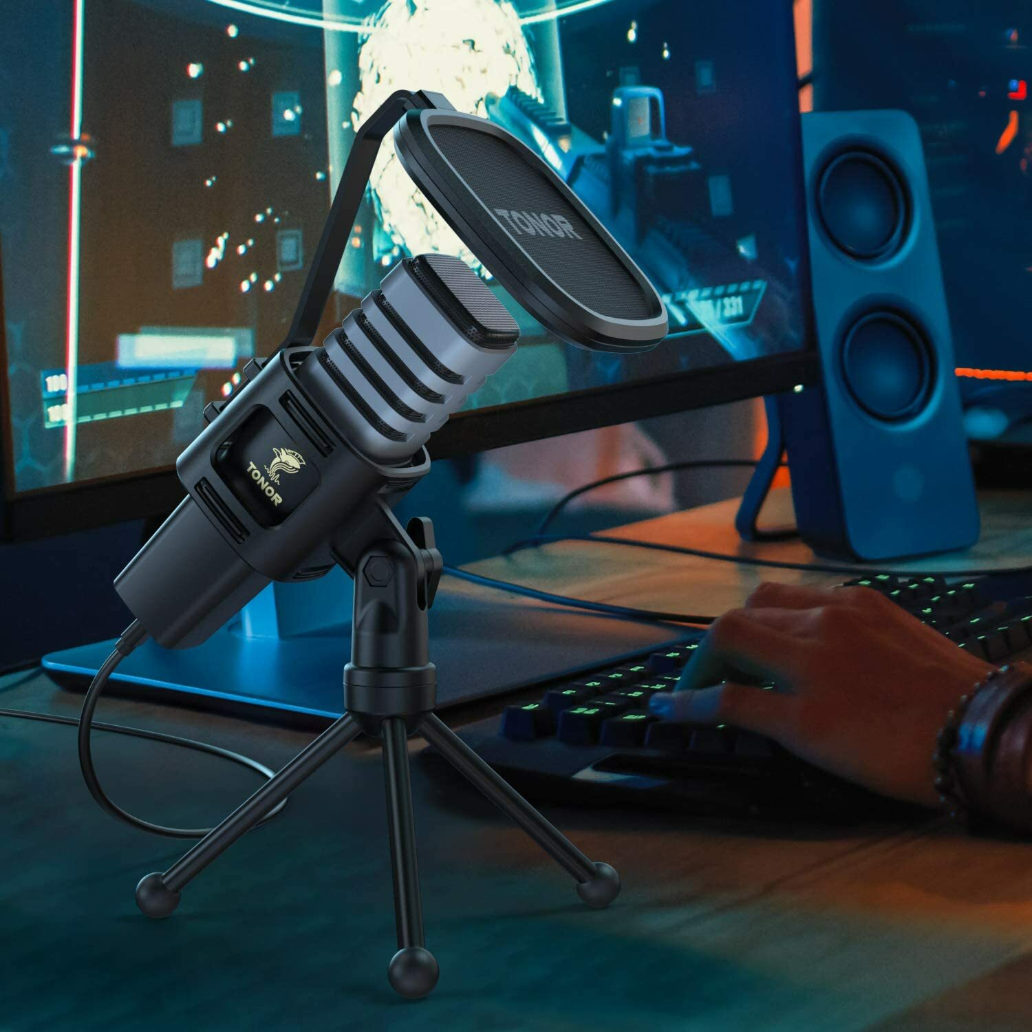 USB Microphone, TONOR Condenser Computer PC Mic with Tripod Stand, Pop Filter,