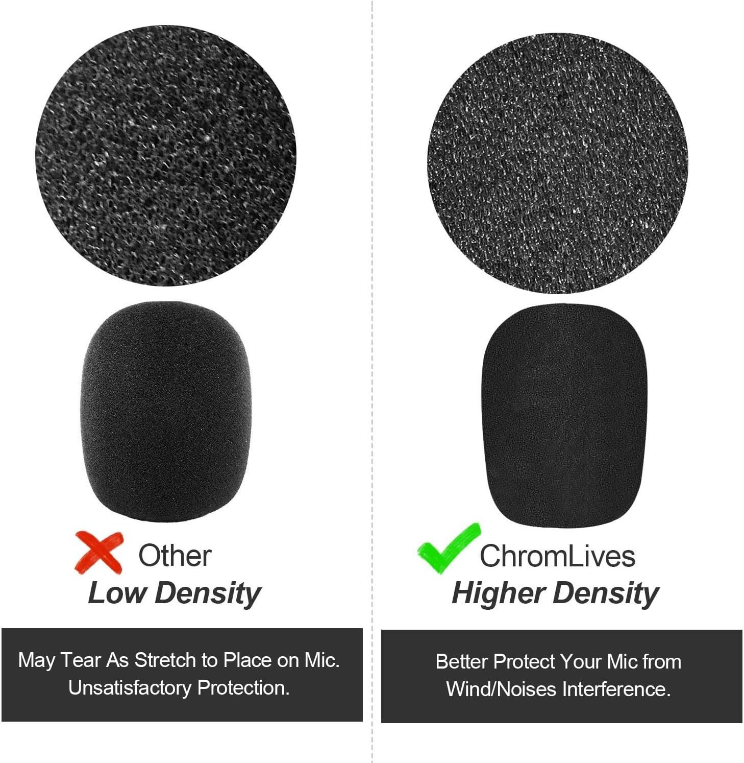 Versatile Headset Windscreen Covers – 10 Pack, Black Foam for All Microphones