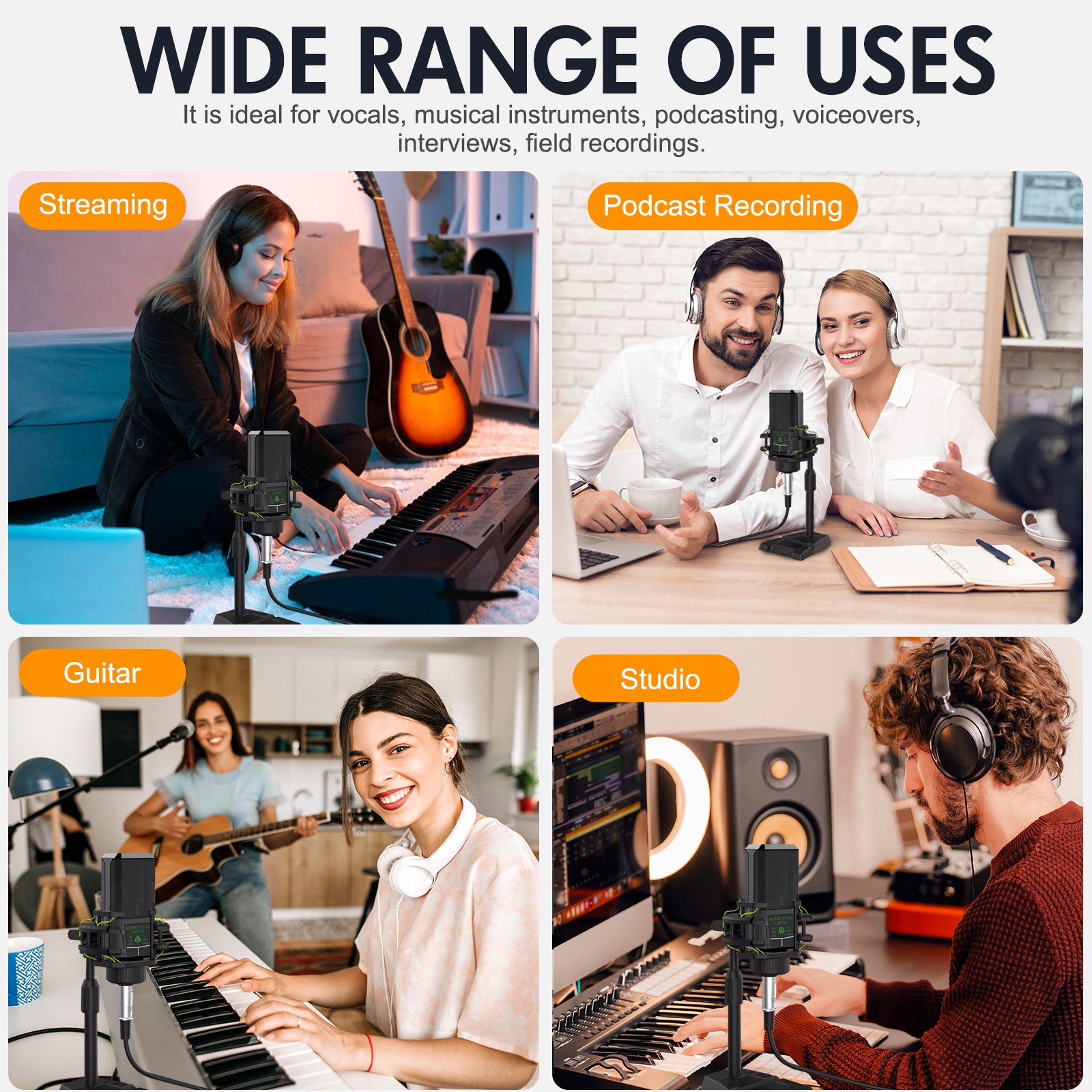 Complete Home Studio Recording Kit Mixer Condenser Microphone For Music Podcast