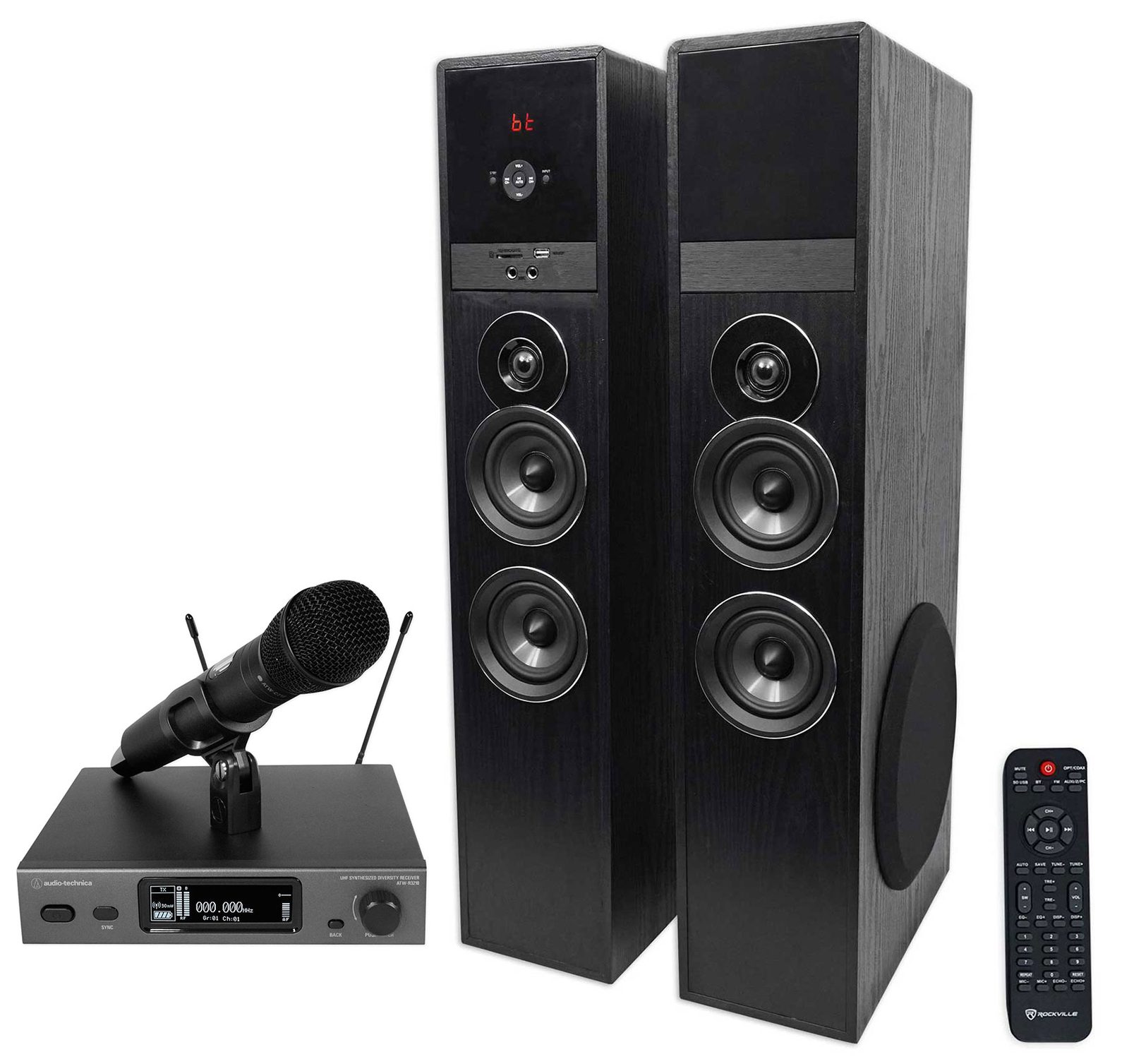 Audio Technica ATW-3212/C710EE1 Wireless Handheld Mic+Tower Home Theater Speaker