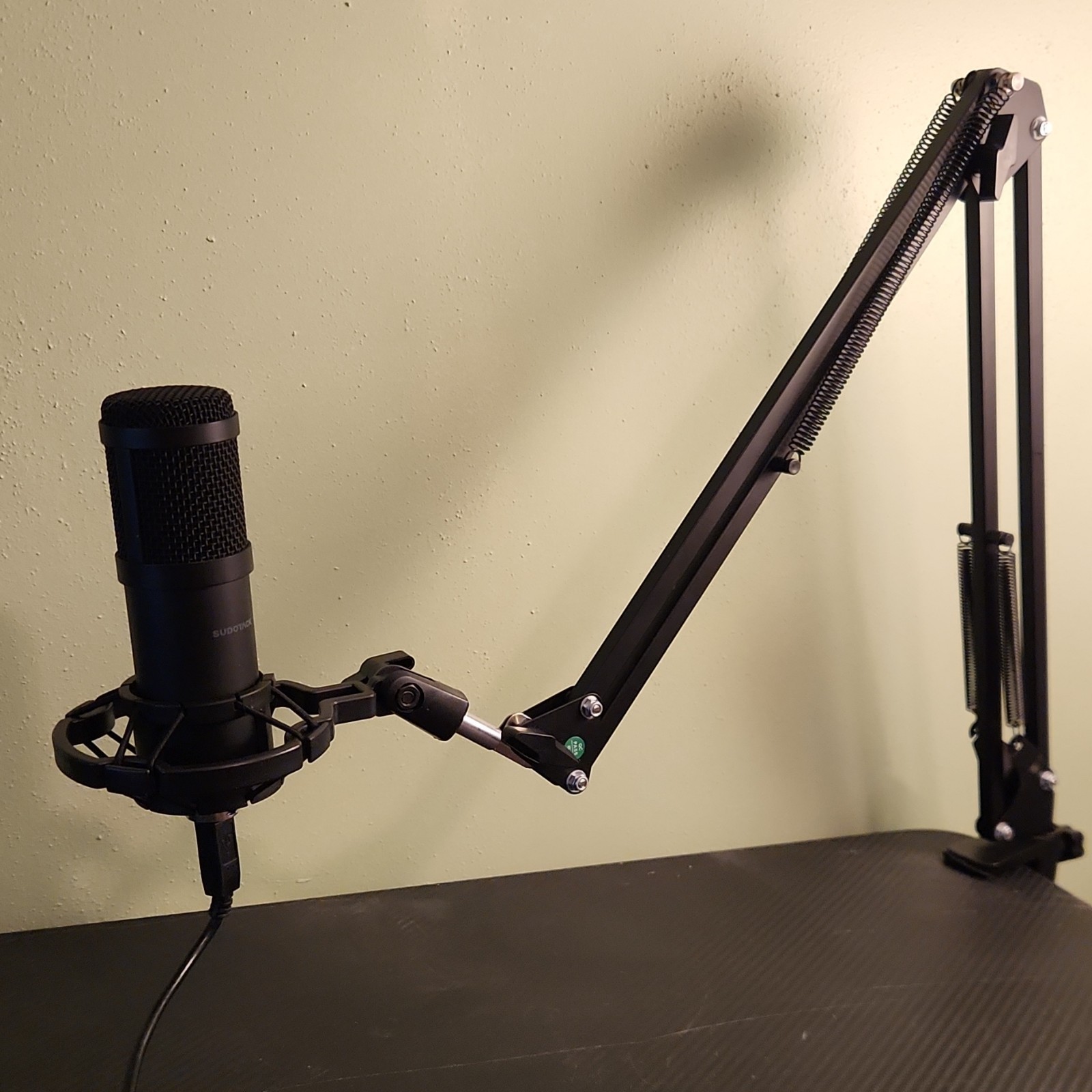 Sudotack USB Condenser Microphone Mountable with Boom Arm Stand Black