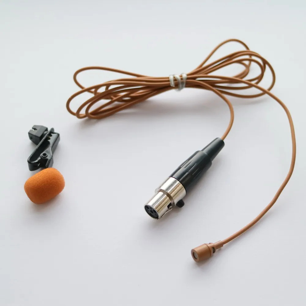 Tan Deep Tie Clip Lavalier Lapel Microphone for Shure Wireless Body Pack TA4F