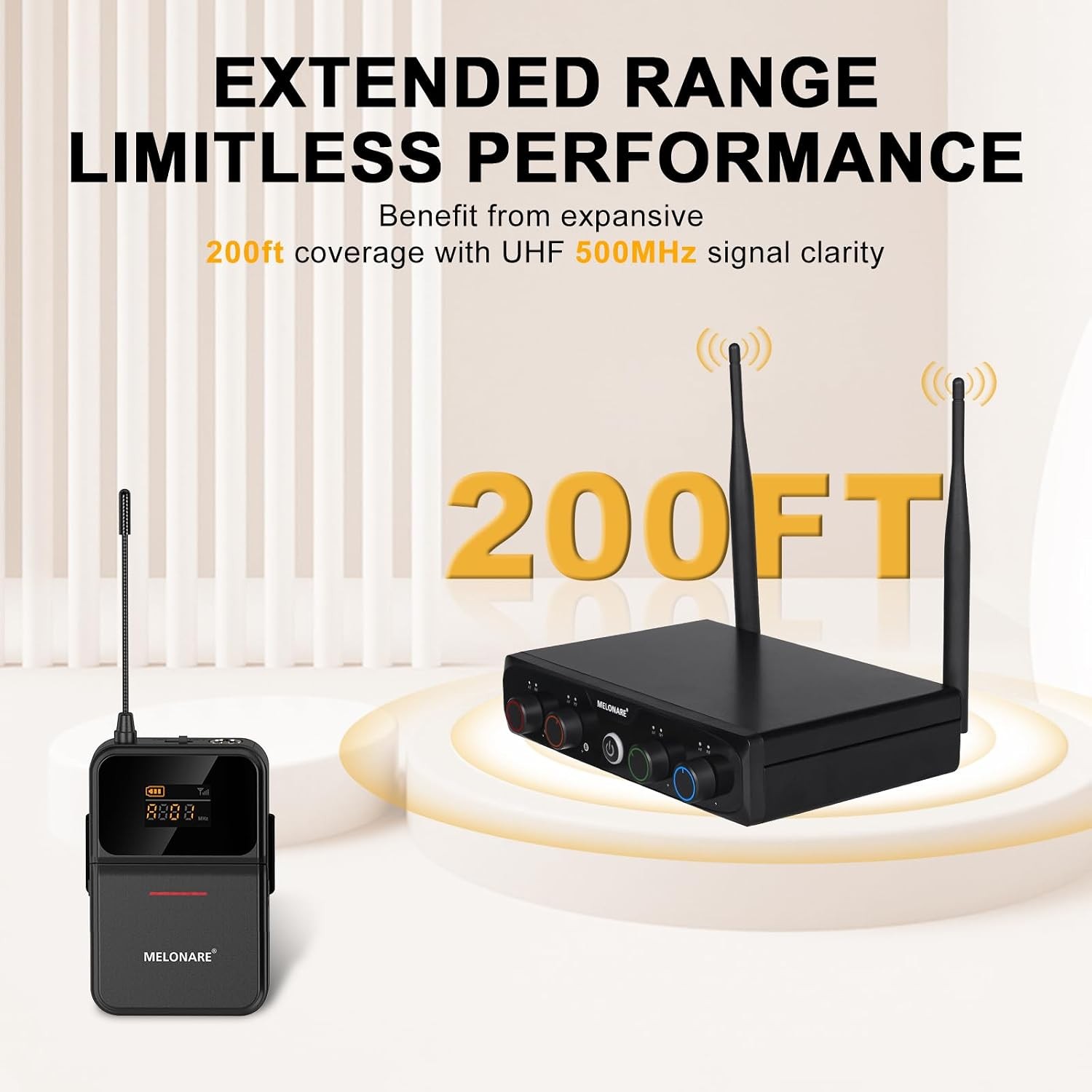 MELONARE 4 Channel Wireless Microphone System UHF