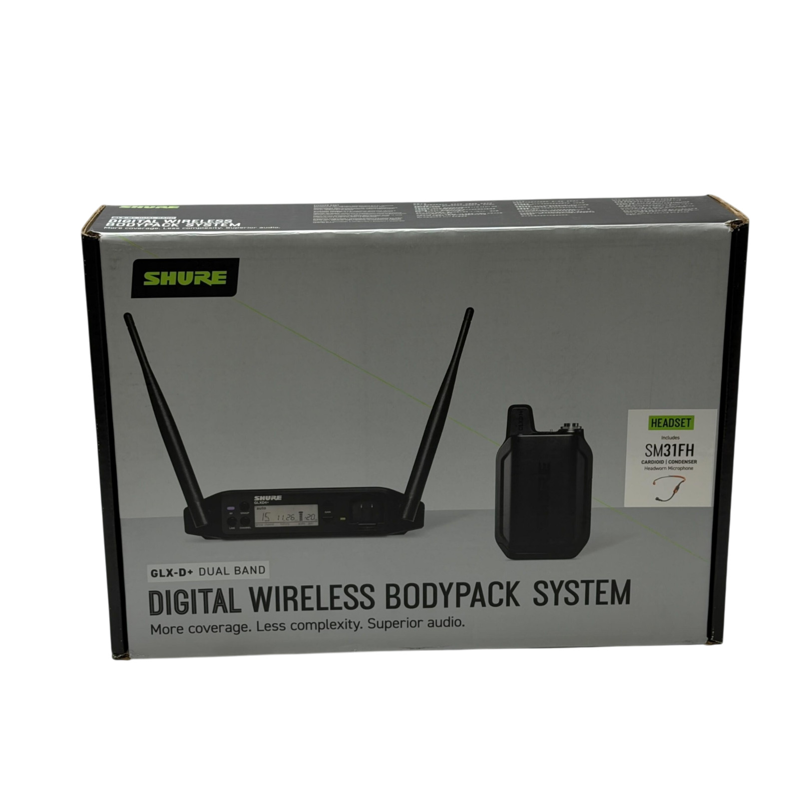Shure GLXD14+ Dual Band Wireless Microphone Headset System with SM31FH Vocal Mic