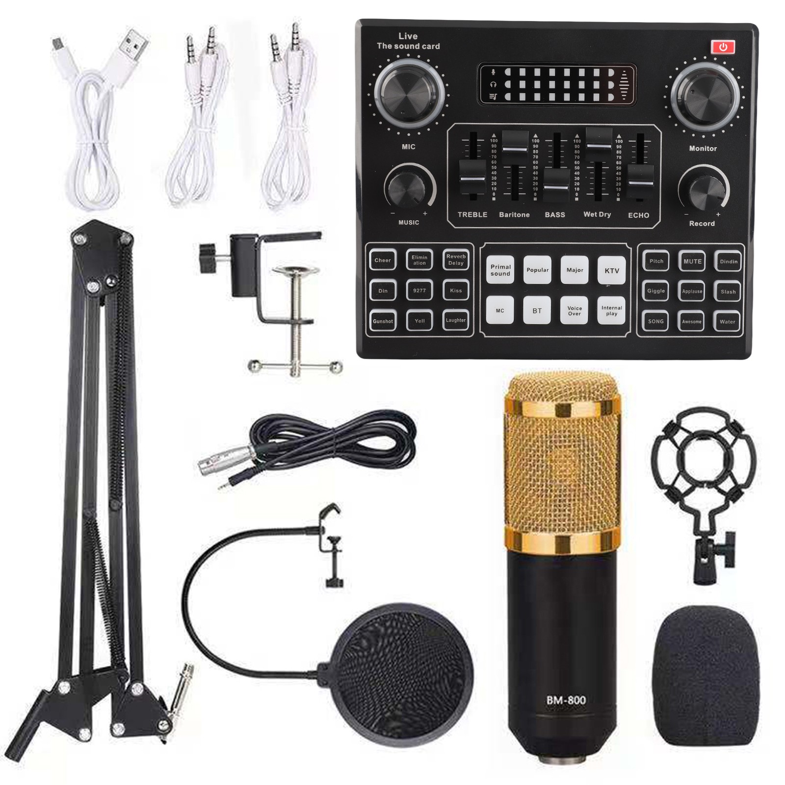 Multifunctional Live V9 Sound Card And BM800 Suspension Microphone Kit RLWX