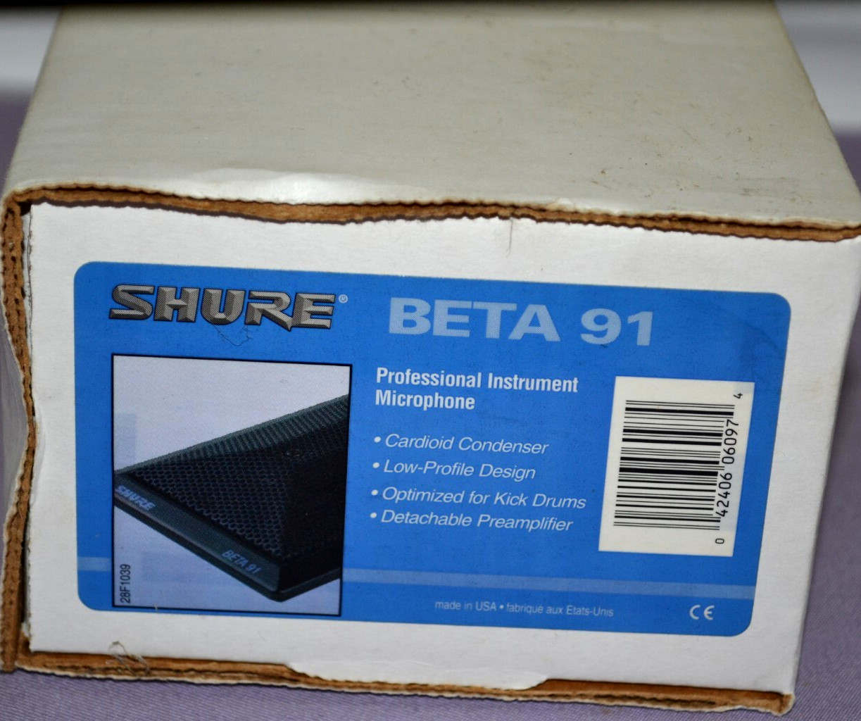Shure Beta 91 Boundary Cardioid Condenser Kick Drum & Piano Microphone — New