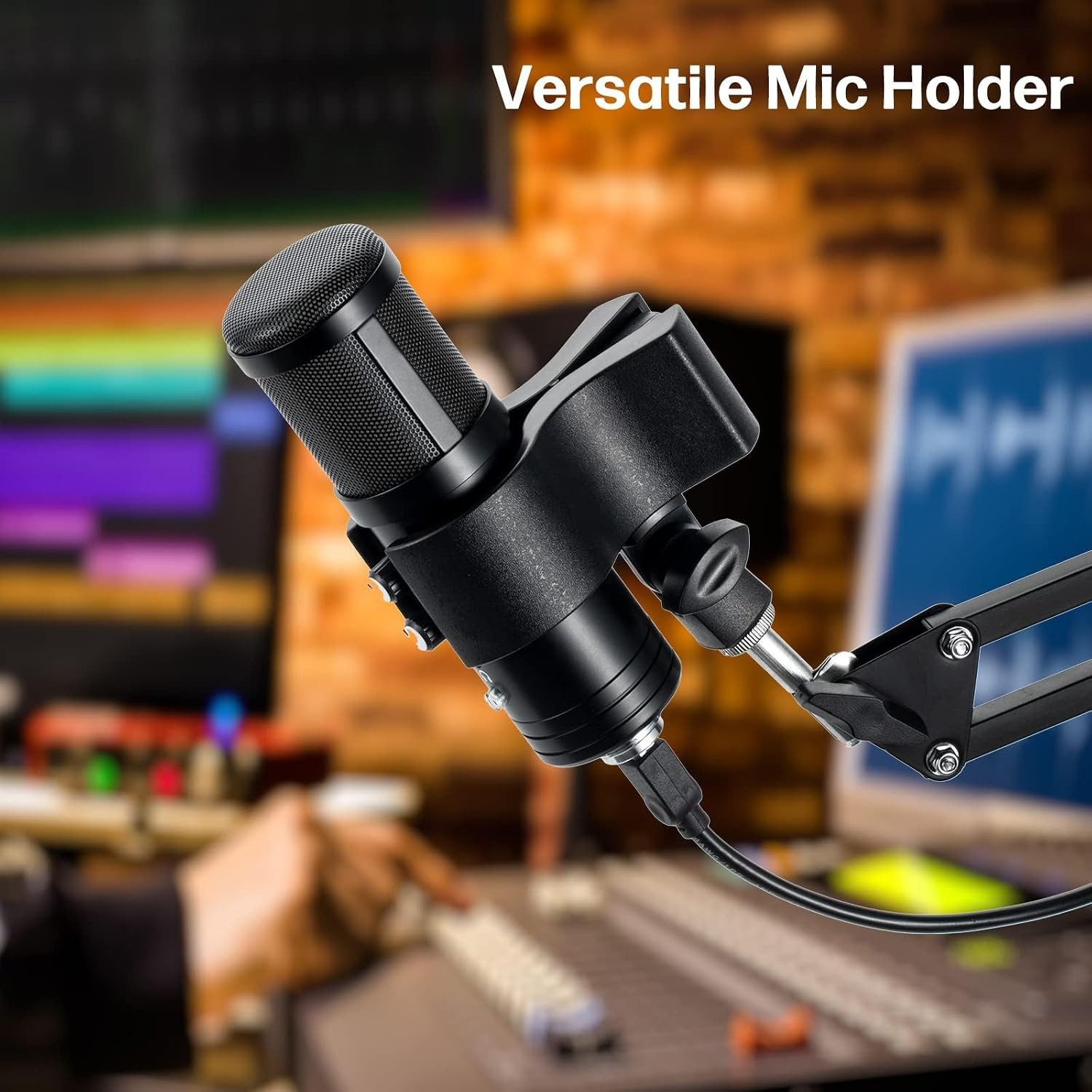 Versatile Mic Holder for Condenser & Wireless Microphones – Black Classic Style