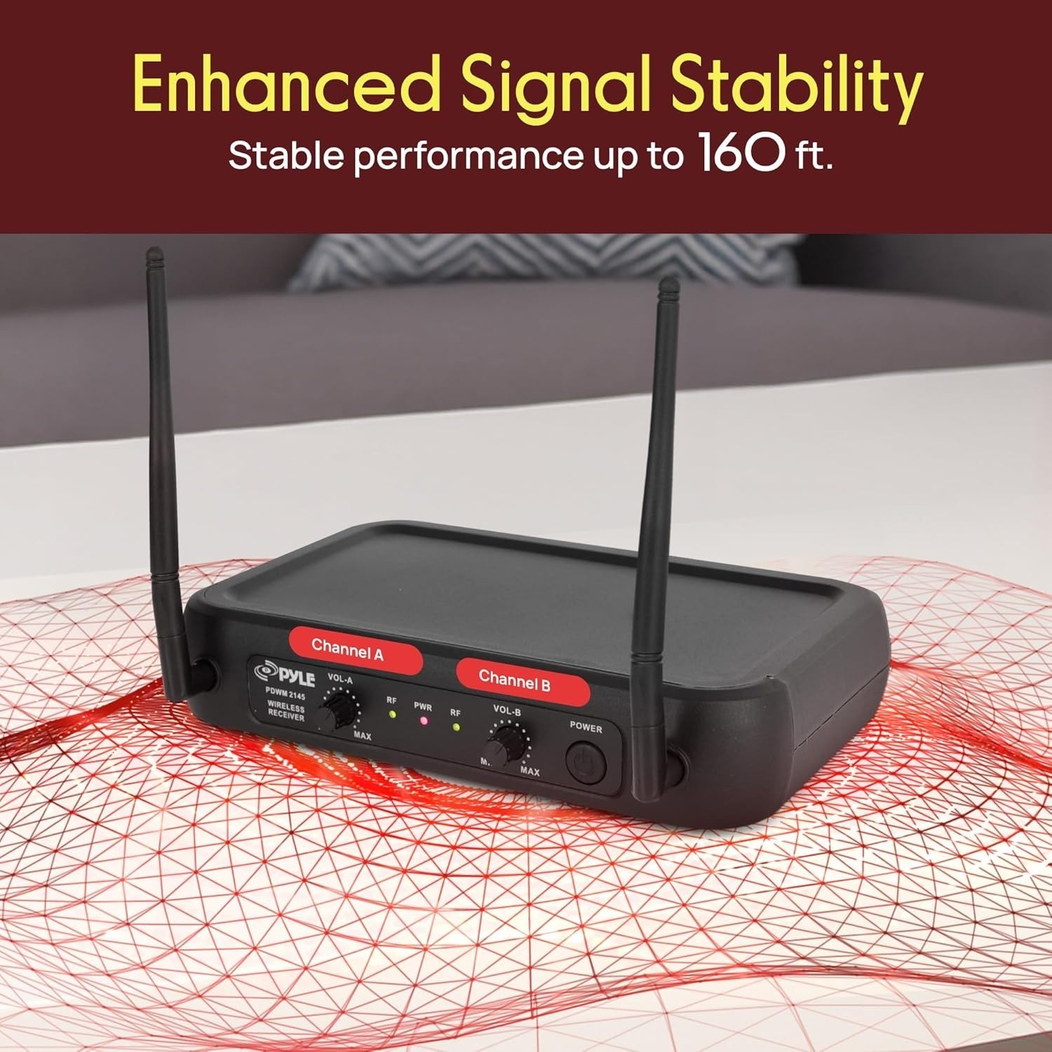 Wireless Microphone System, Fixed Dual Frequency Wireless Mic Receiver Karaoke